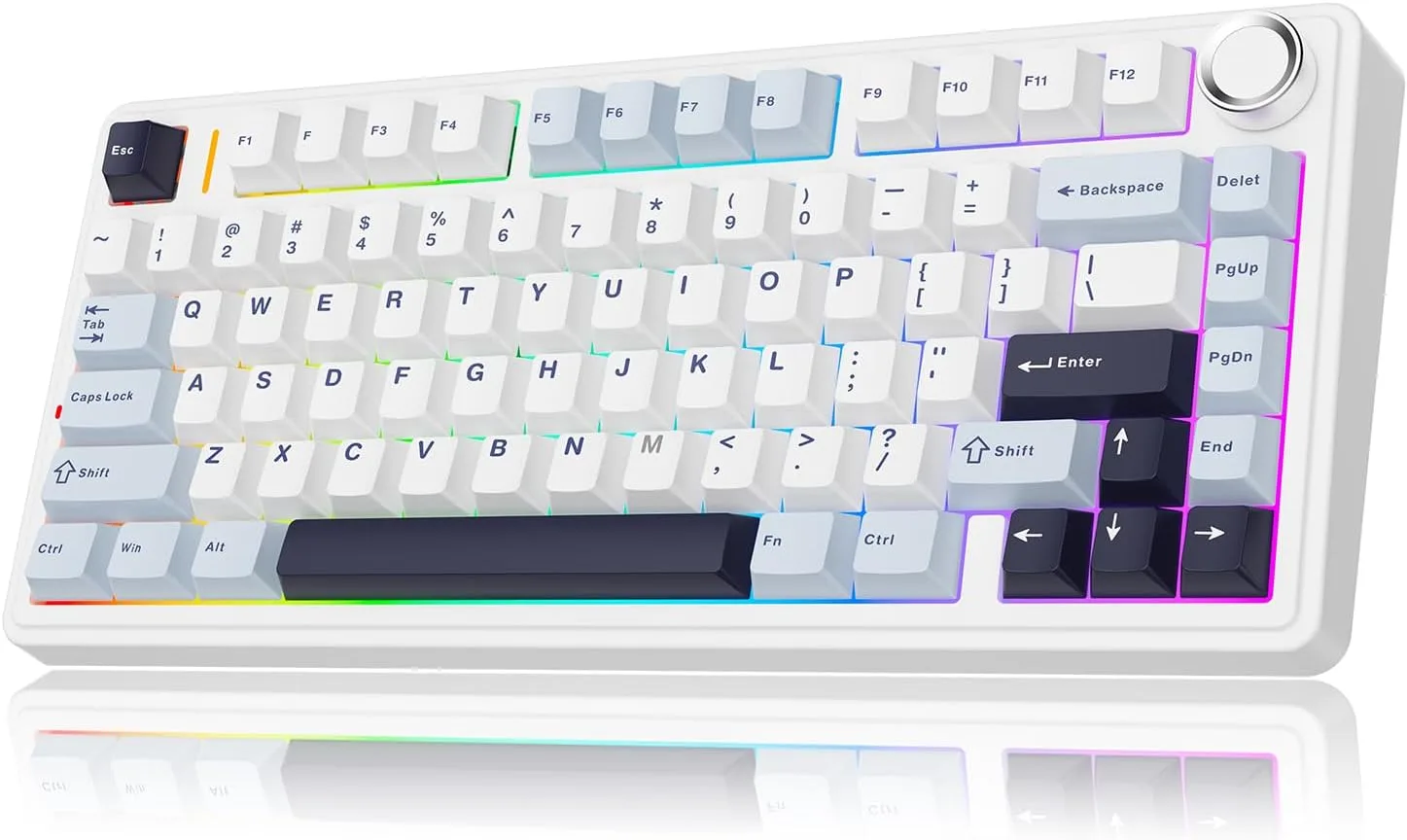 Teclado Gamer MechLands Aula F75 PRO 75% Wireless Blanco Azul