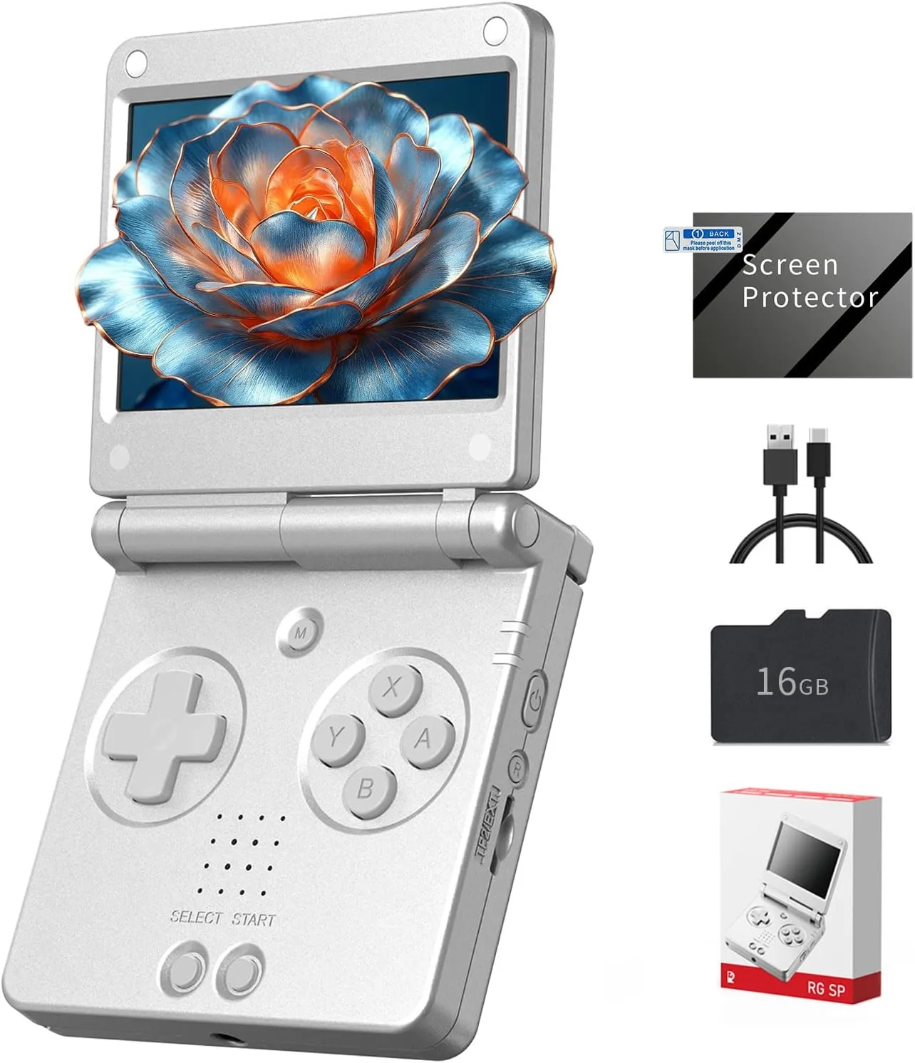 RG SP Retro Handheld Game Console, Update Slimmer Flip RGSP Portable Game Console 3.4'' IPS Screen Linux 16GB 30+ Game Emulators 3300 mAh Support 5G WiFi BT HDMI, No Preloaded Games Platinum