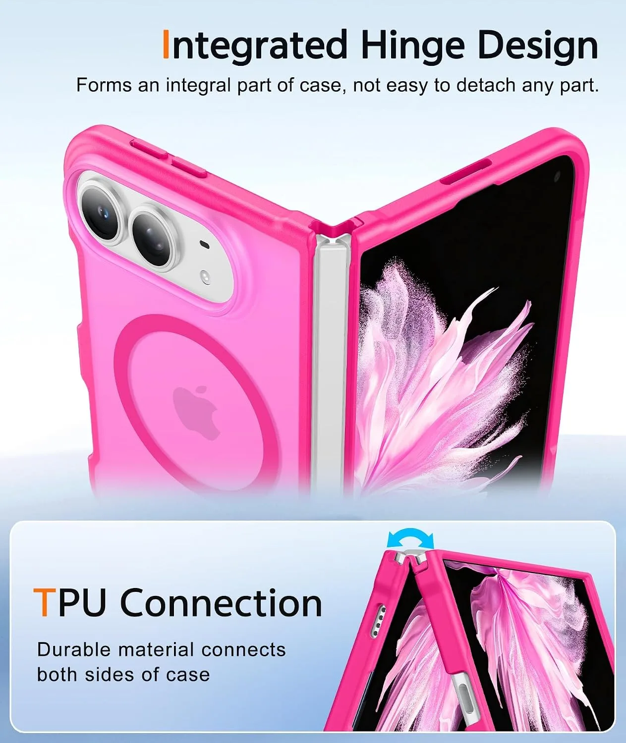 FNTCASE for iPhone Duo Case: Translucent Matte Fit for MagSafe Hot Pink