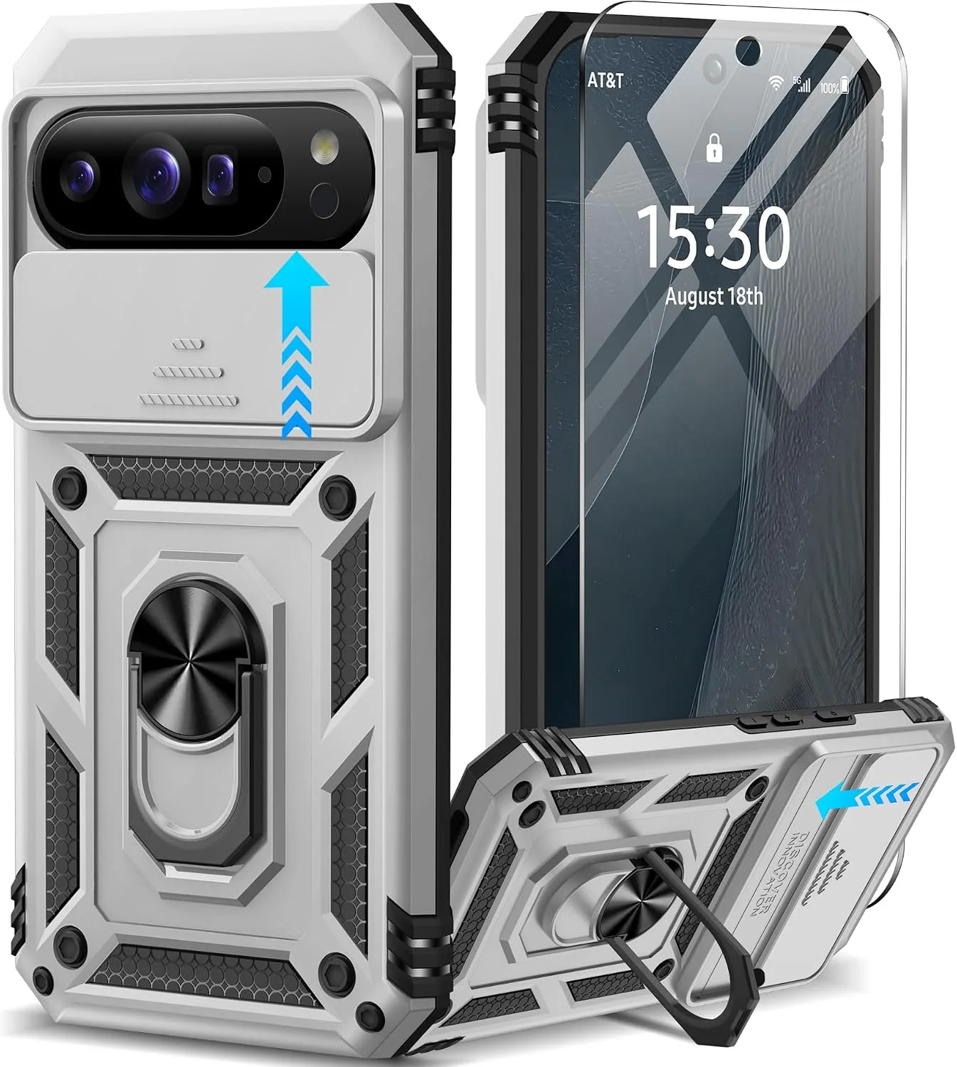 Taisairu for Google Pixel 11 Pro XL Case with Screen Protector,Silver