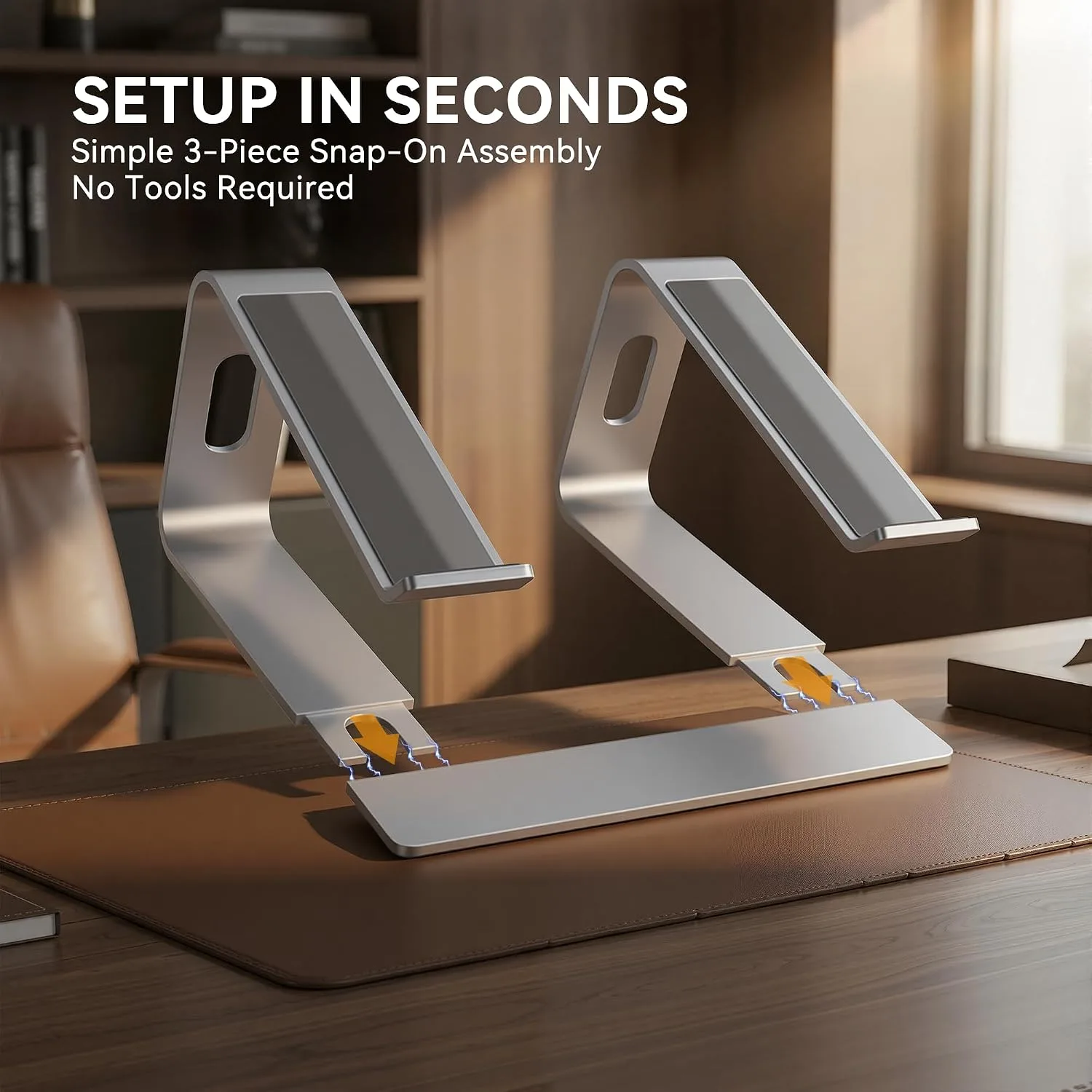 SOUNDANCE Laptop Stand, Aluminum Ergonomic Desk Riser, 10-15.6", Silver