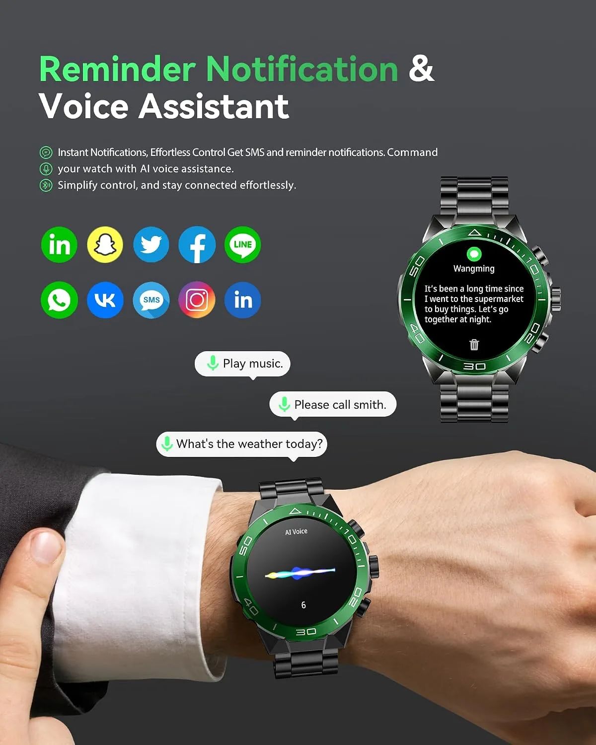 SOUYIE Men's Luxury Smart Watch 1.43" AMOLED Display HD Bluetooth Calling