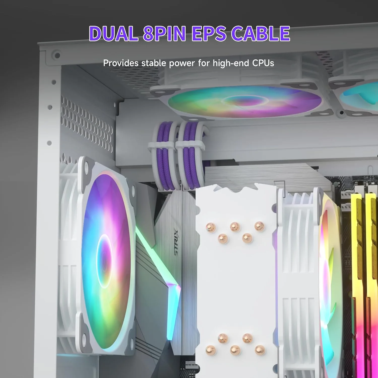 Sirlyr PSU Extension Cable Kit - Custom Sleeved Power Supply Mod for PC Build 16AWG 24Pin ATX/8 (4+4) Pin EPS CPU/8 (6+2) Pin PCI-E GPU PSU - White Purple 5 Kits