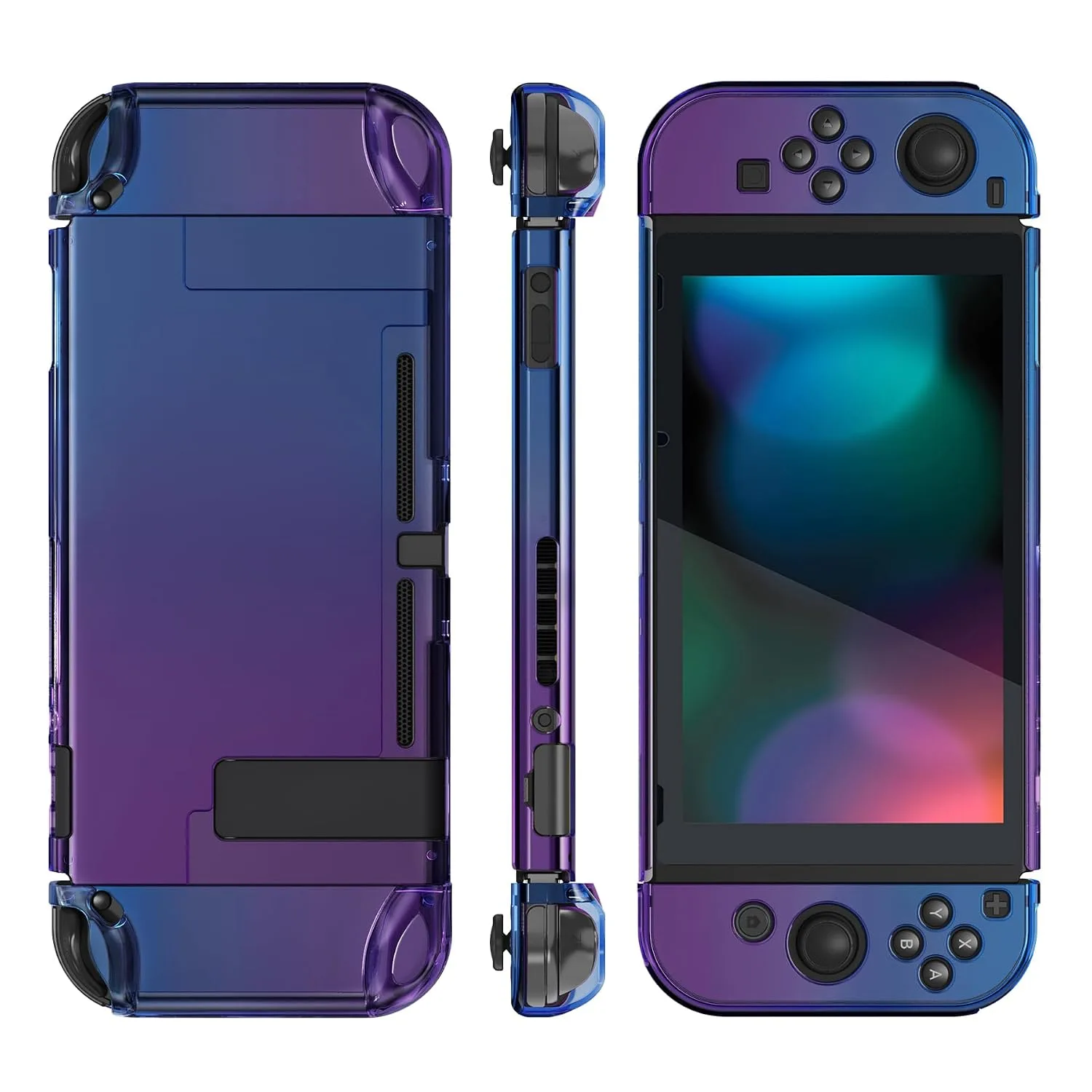 eXtremeRate PlayVital Unique Cover for Nintendo Switch, Protective Case Protector for Switch - Shock-Absorbent Anti-Scratch Dockable Durable Hard Shell Game Accessories, Gradient Translucent Bluebell