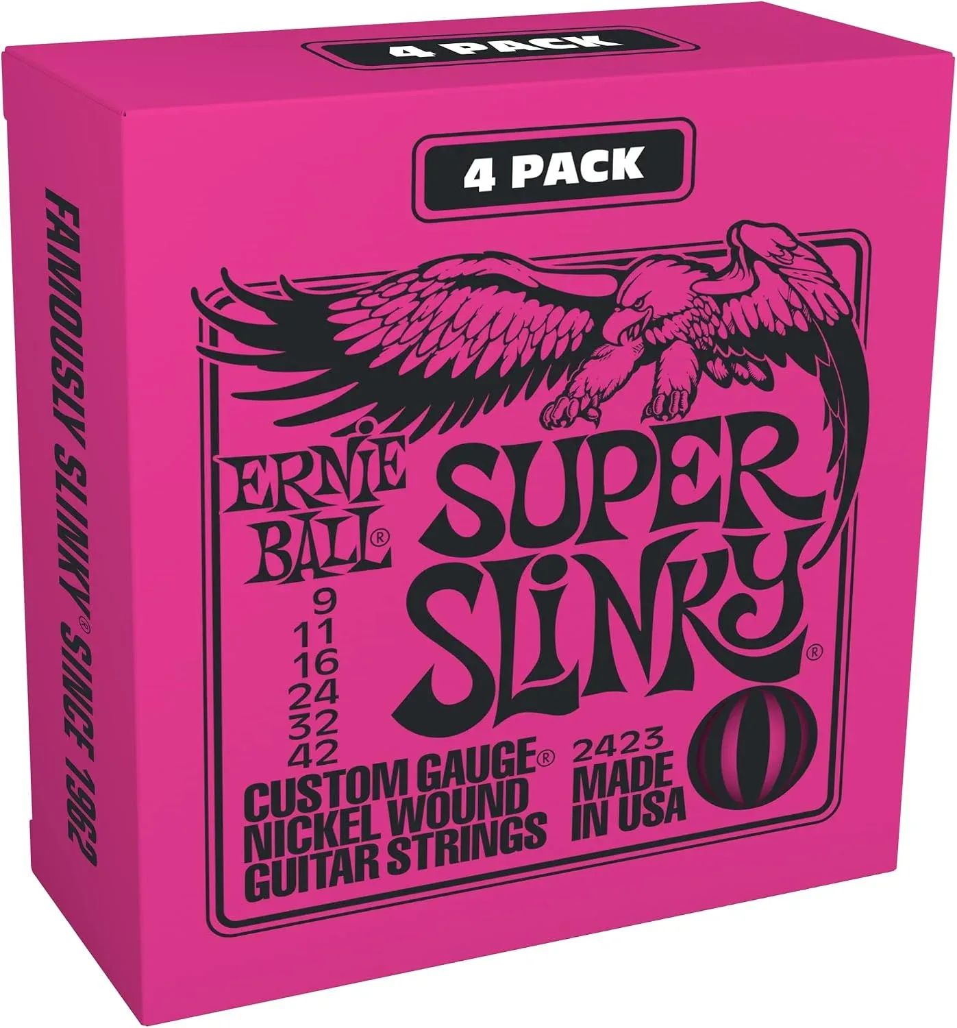 Ernie Ball Super Slinky Nickel Wound Electric Guitar Strings Amazon Exclusive 4-Pack - 9-42 Gauge