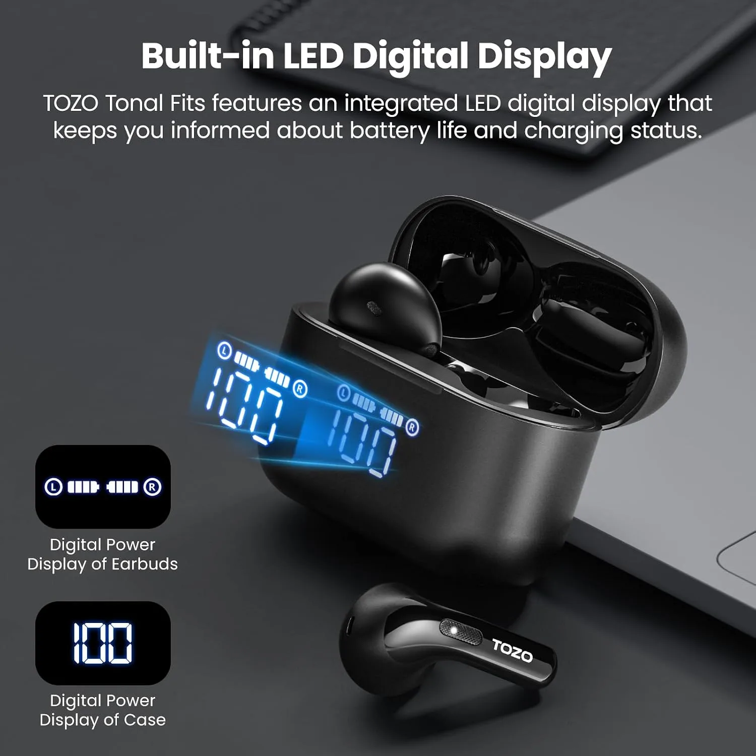 TOZO T21 Wireless Earbuds Bluetooth 5.3 in Ear Headphones Stereo Sound