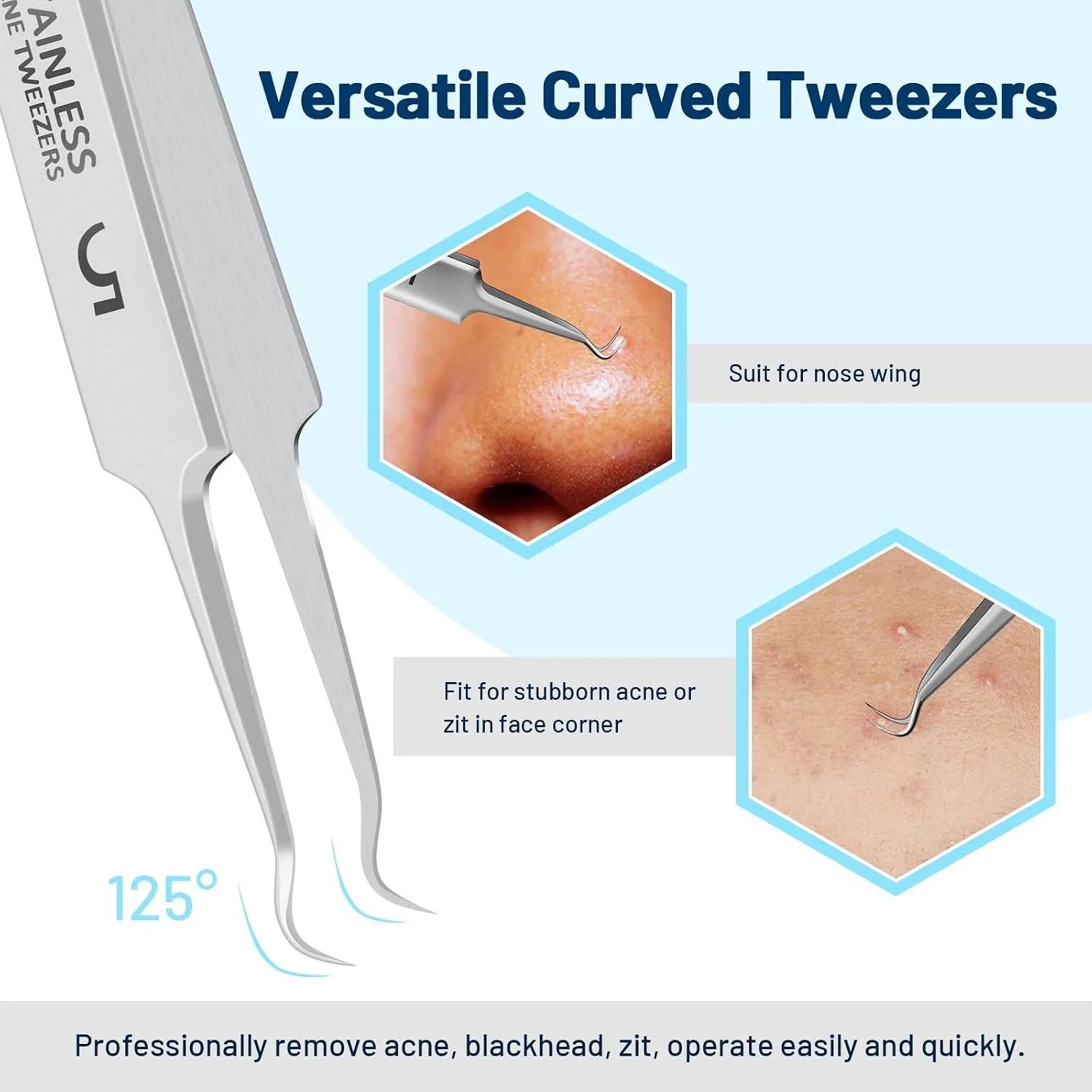 Blackhead Remover Tweezers,Ingrown Hair Tweezers, Tweezers for Facial Hair