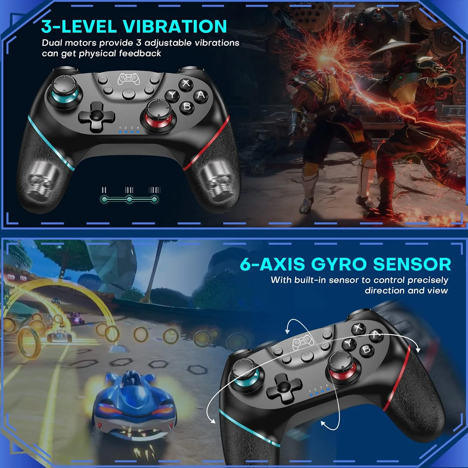 Diswoe Switch Controller, Wireless Pro Controller for Switch 2/Switch/Switch Lite/Switch OLED, Switch Remote Gamepad with Joystick, Adjustable Turbo Vibration with Programmable Function