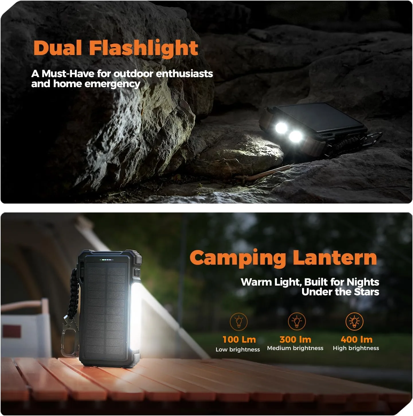 BLAVOR Solar Power Bank 20000mAh, Wireless Charger for Phones & Apple Watch