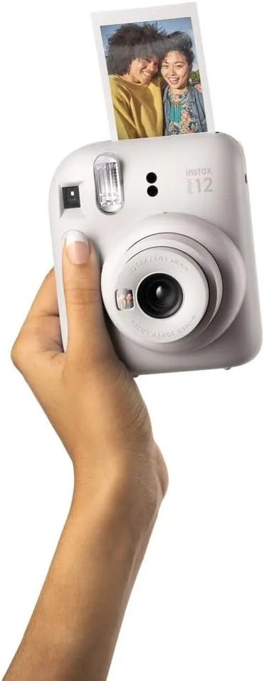 Fujifilm Instax Mini 12 Instant Film Camera Clay White, Fujifilm Instax Mini Twin Pack Instant Film 20 Prints, Prtotective Case, Gift Bundle