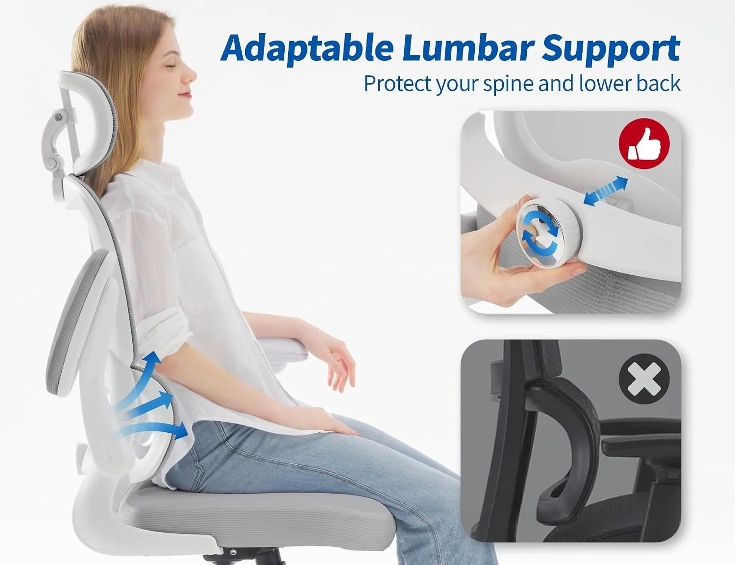 TRALT Office Chair Ergonomic Desk Chair with Lumbar Support Grey PU, 1