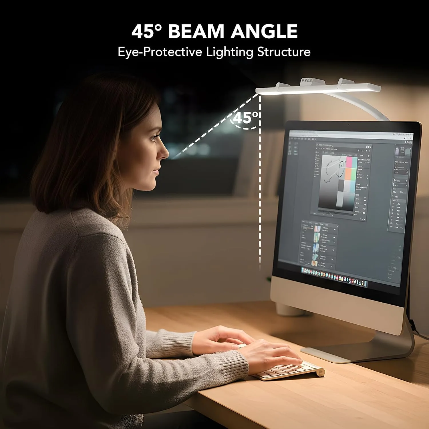 LED Desk Lamp for Home Office with Base, 28.2" Adjustable Gooseneck Swing Arm Bright Desk Light, Dimmable Architect Table Lamp for Desktop Computer Light, Reading, Study, Workbench（White）