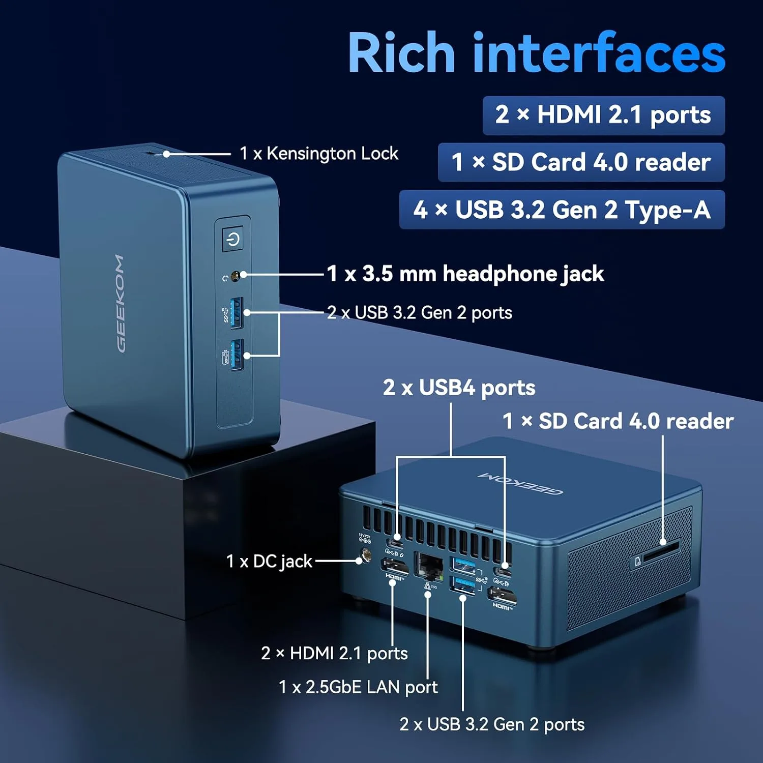 GEEKOM IT13 8K Productivity AI Mini PC,Intel Ultra7 356H|32GB DDR5＆1TB SSD
