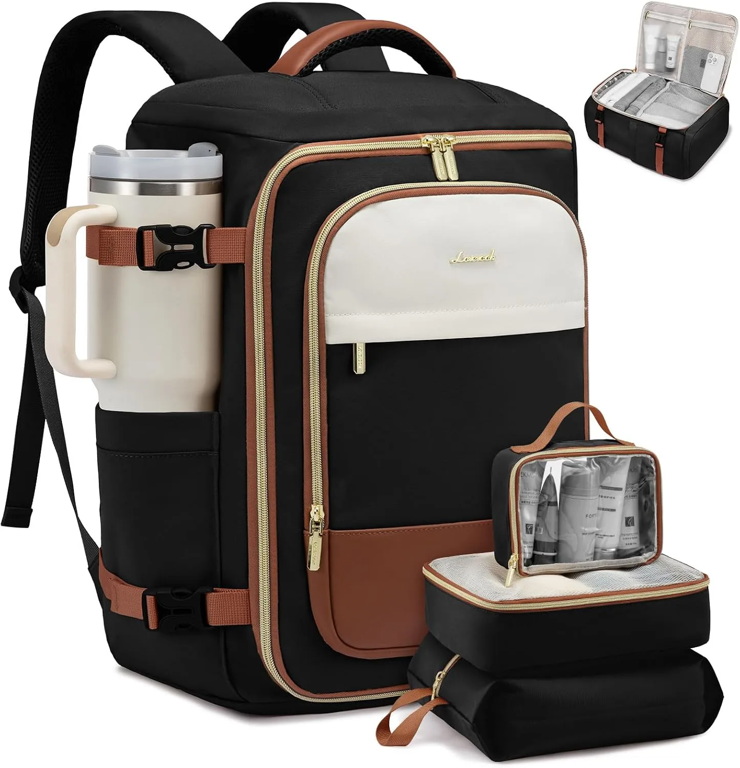Mochila de viaje Lovevook 40L con compartimentos y resistente al agua para laptop 17 pulgadas