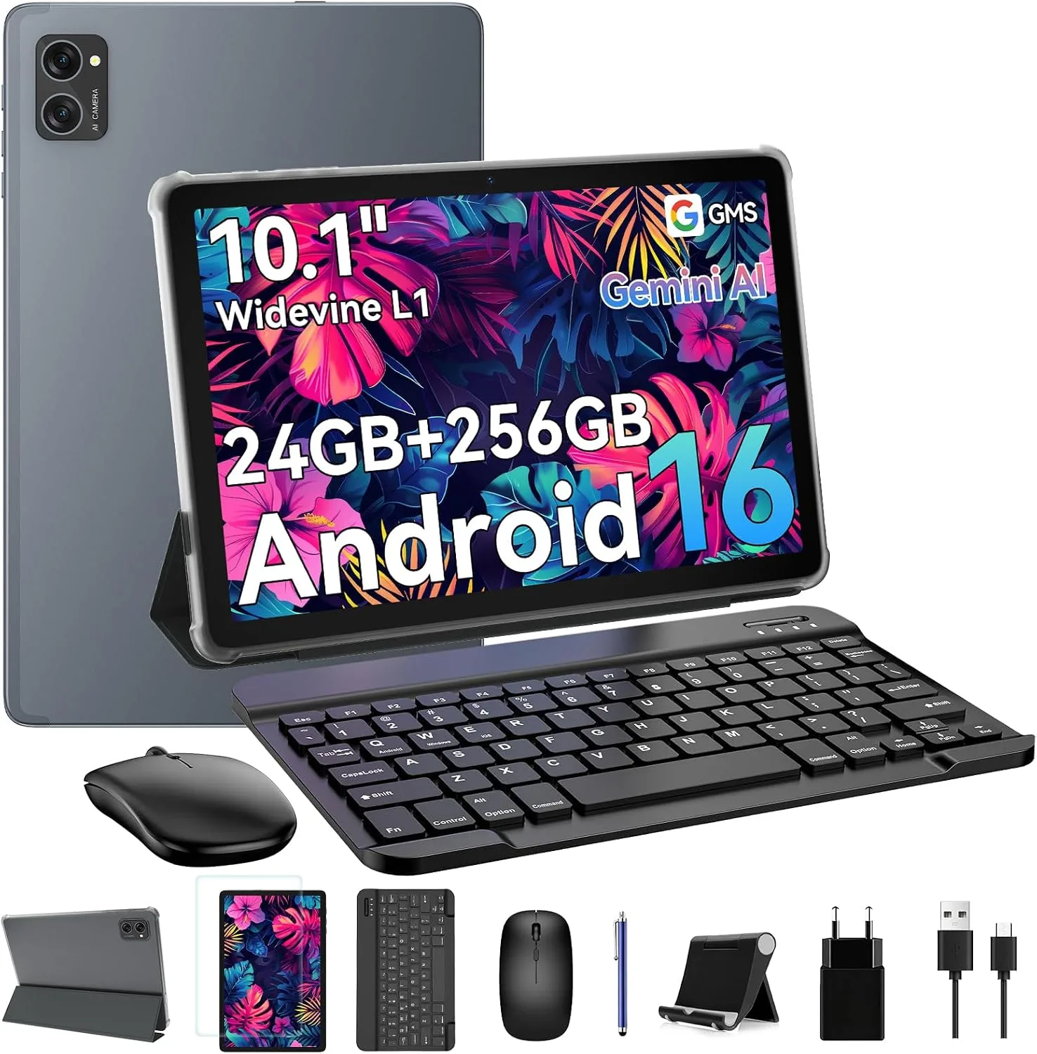 Tablet, 10 Inch Tablet With Keyboard, Android 16 Tablet, 24GB RAM 256GB ROM