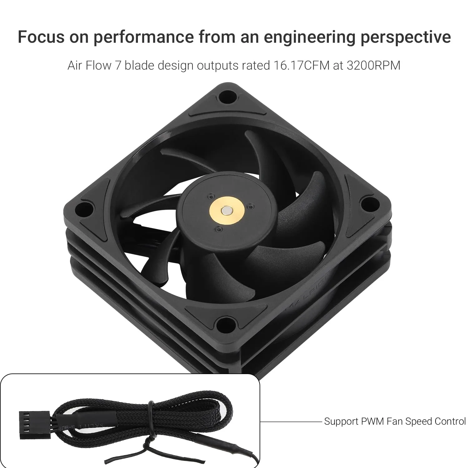 Thermalright TL-B6B 60mm CPU Cooler Fan,Silent Computer Case Fan,6025 Case Cooling,DC 12V CPU Mute Cooling, 3200RPM Speed, Low Noise 20.17dba(Black)