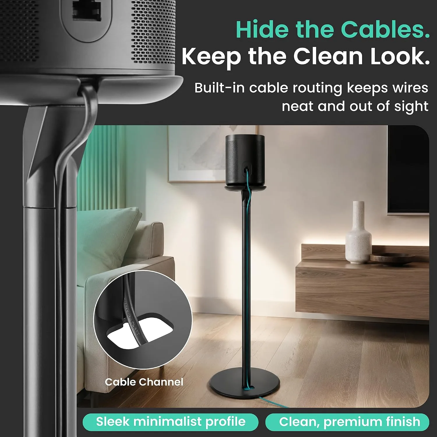 ynVISION.DESIGN Speaker Stands for Sonos One/One SL & Play:1, Black, 2 Pack