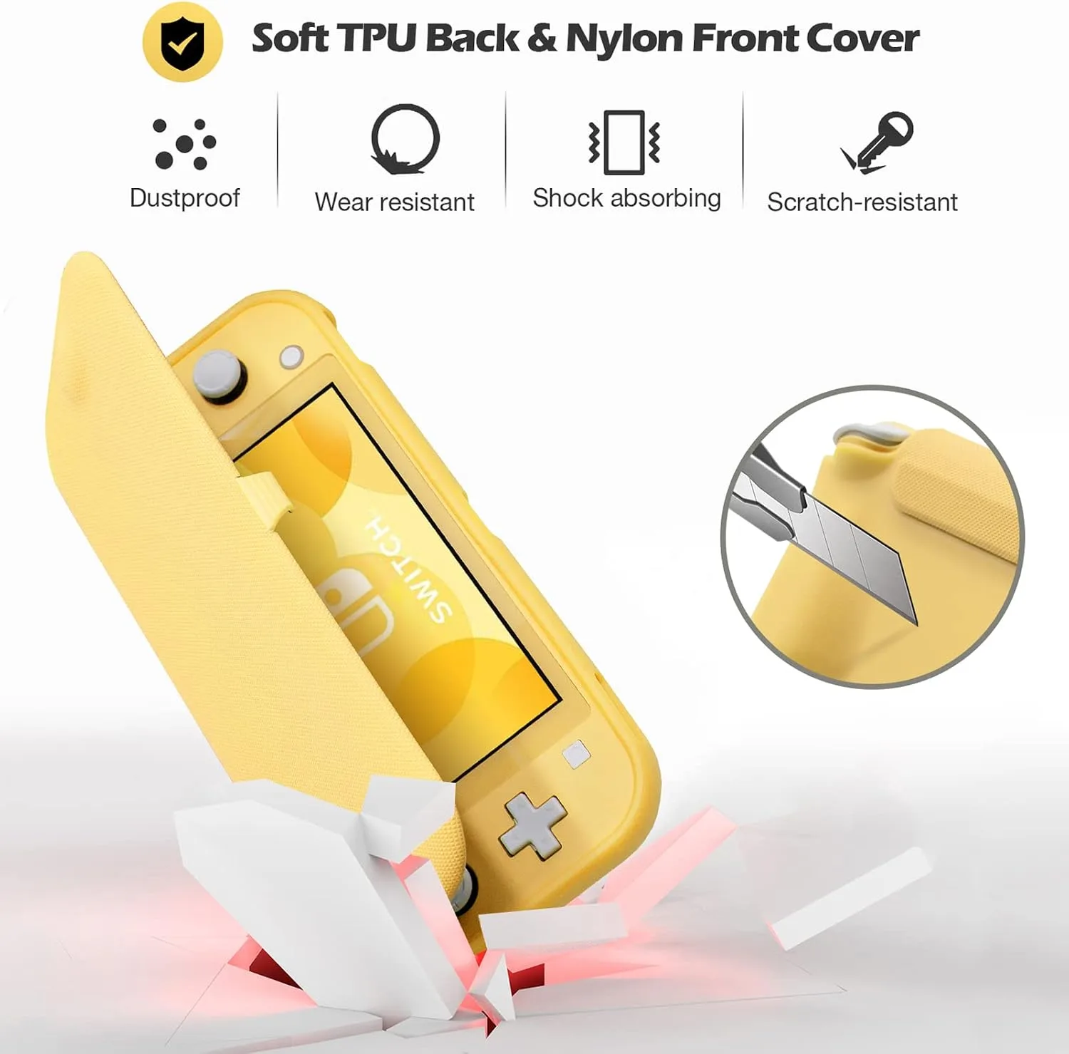 ProCase Flip Cover for Switch Lite with 2 Pack Screen Protectors, Yellow