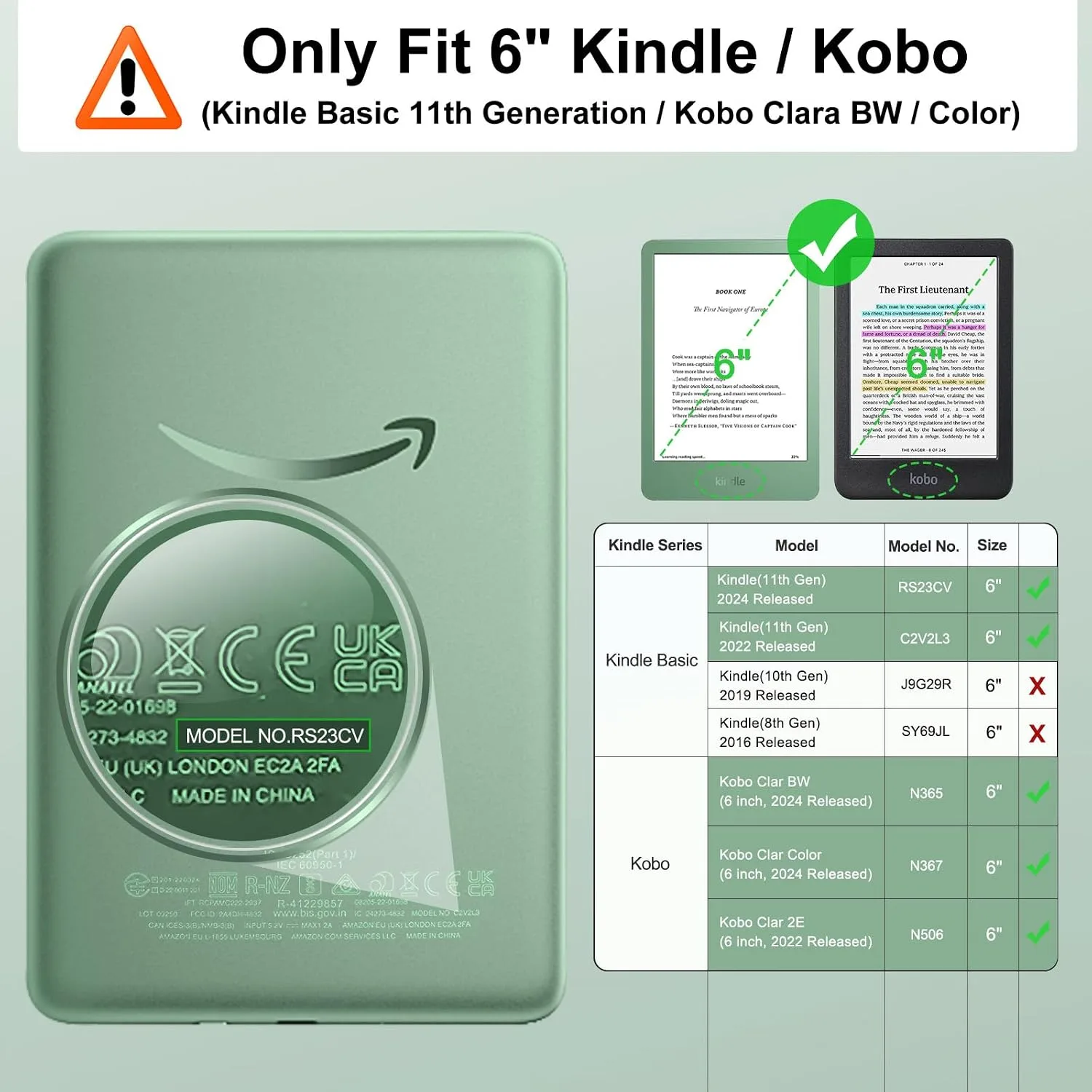 MoKo 3 Pack Tempered Glass for 6 Inch Kobo Clara BW & Clara Color 2024