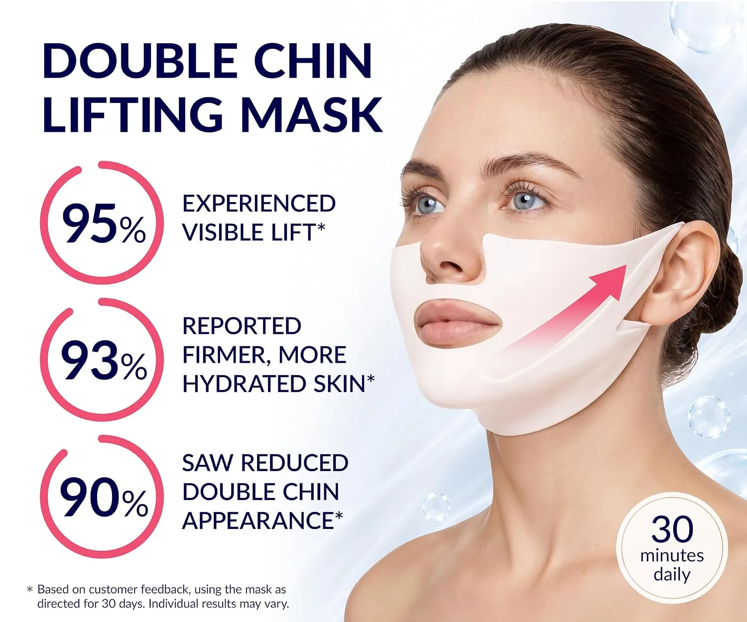 Stylia MaxiLift V-Line Lifting Collagen Face Mask - Double Chin Strap - Jawline Shaper - Neck Firming and Tightening Mask with Hyaluronic Acid & Aloe Vera - Chin Strap for Sleeping (10PC)