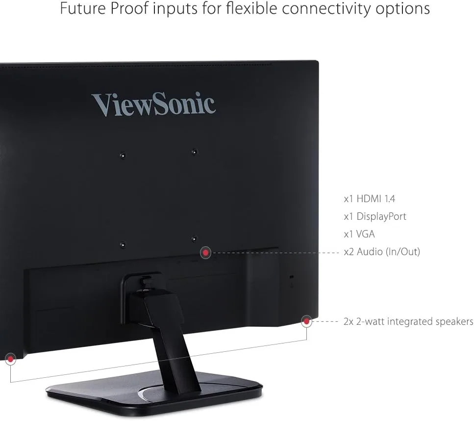 ViewSonic VA2256-MHD 22 Inch Frameless 1080p IPS Computer Monitor