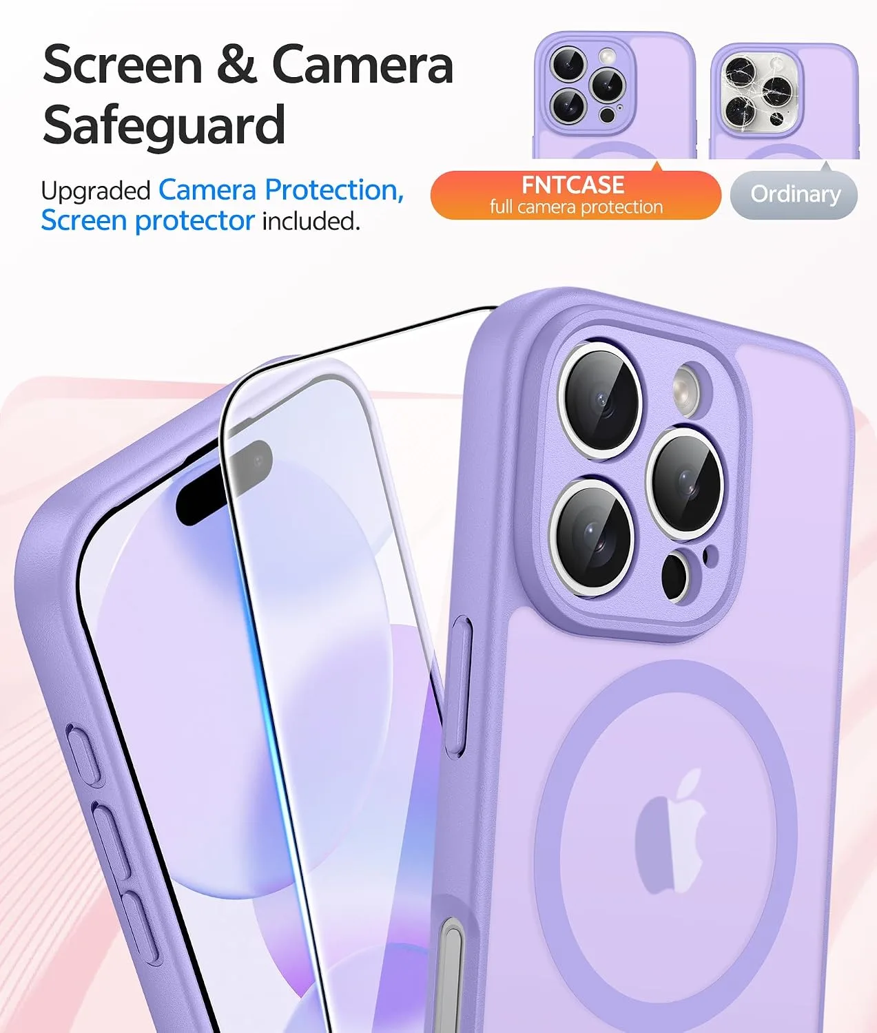 FNTCASE for iPhone 16 Pro Max Case, Fit for Magsafe, Light Purple