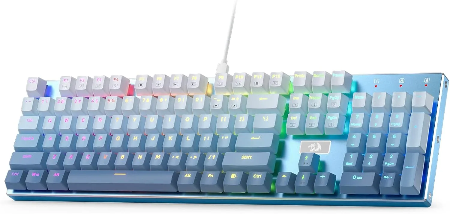 Teclado Gamer Redragon K556 Mecánico RGB Aluminio 104 Teclas