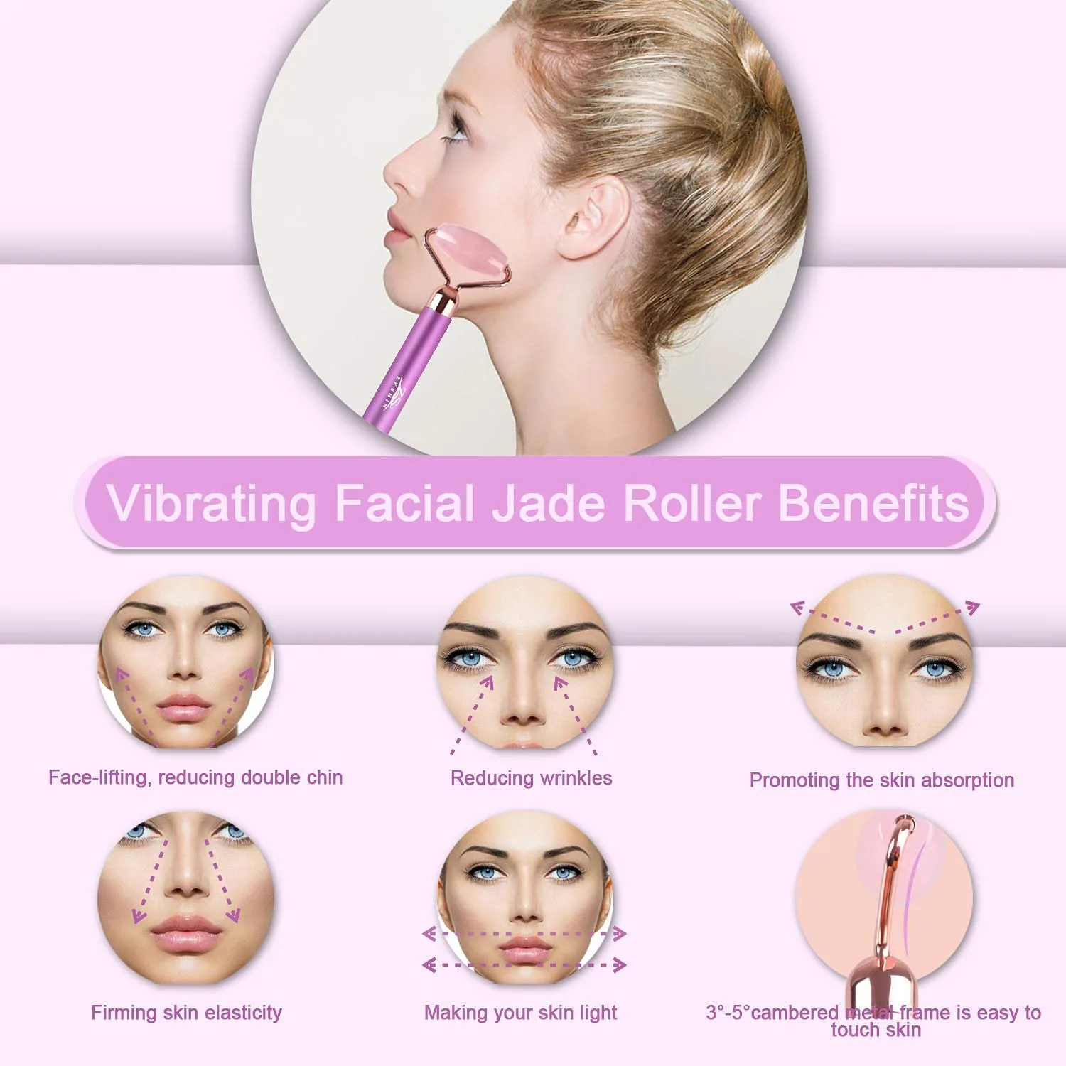 Upgrade 2 in 1 Vibrating Face Roller, Electric Jade Facial Massager Set