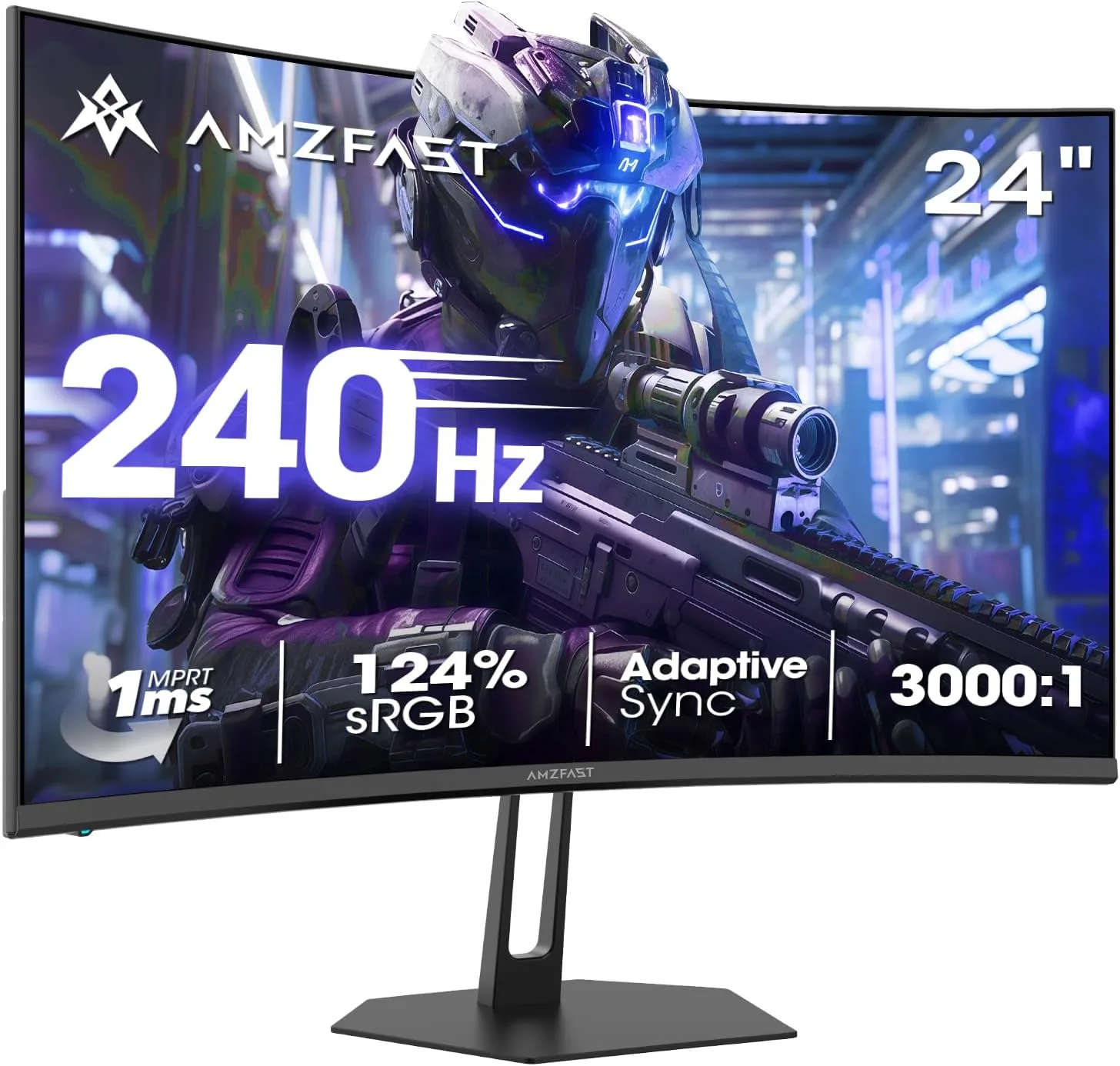 Monitor Curvo para Gaming Amzfast 24" 240Hz 1ms FHD