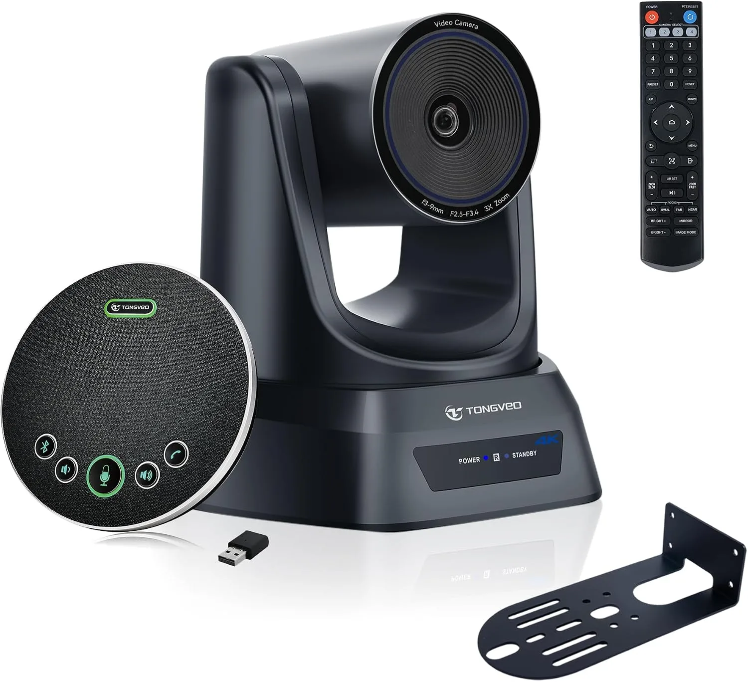 Cámara PTZ para Conferencias Tongveo 4K con Zoom 3X y Sistema de Altavoz Bluetooth