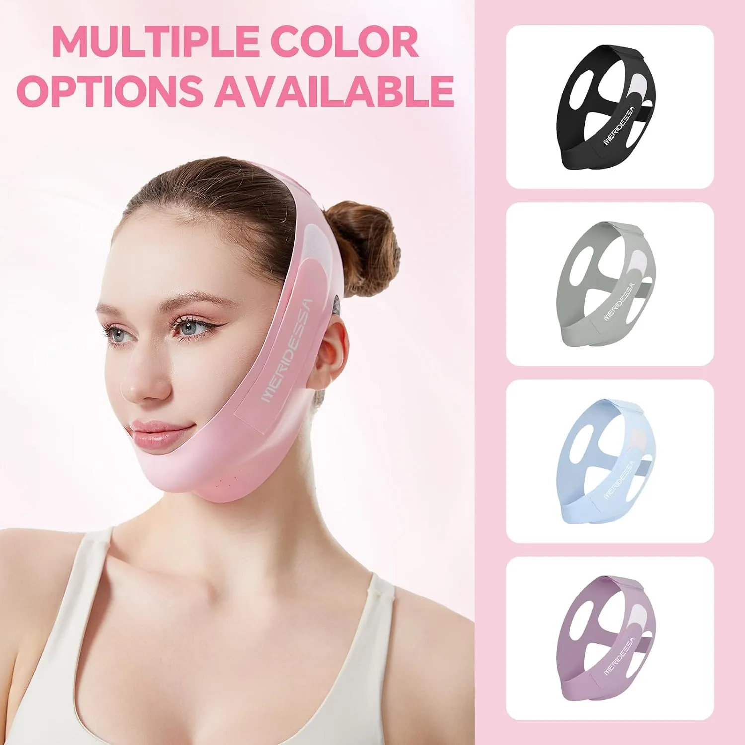 V-Lift Pro V-Line Lifting Face Mask - Anti-Wrinkle & Face Contouring Wearable Band, Double Chin Reducer for Sculpted Jawline, Seamless Design with Breathable Fabric (Pink)