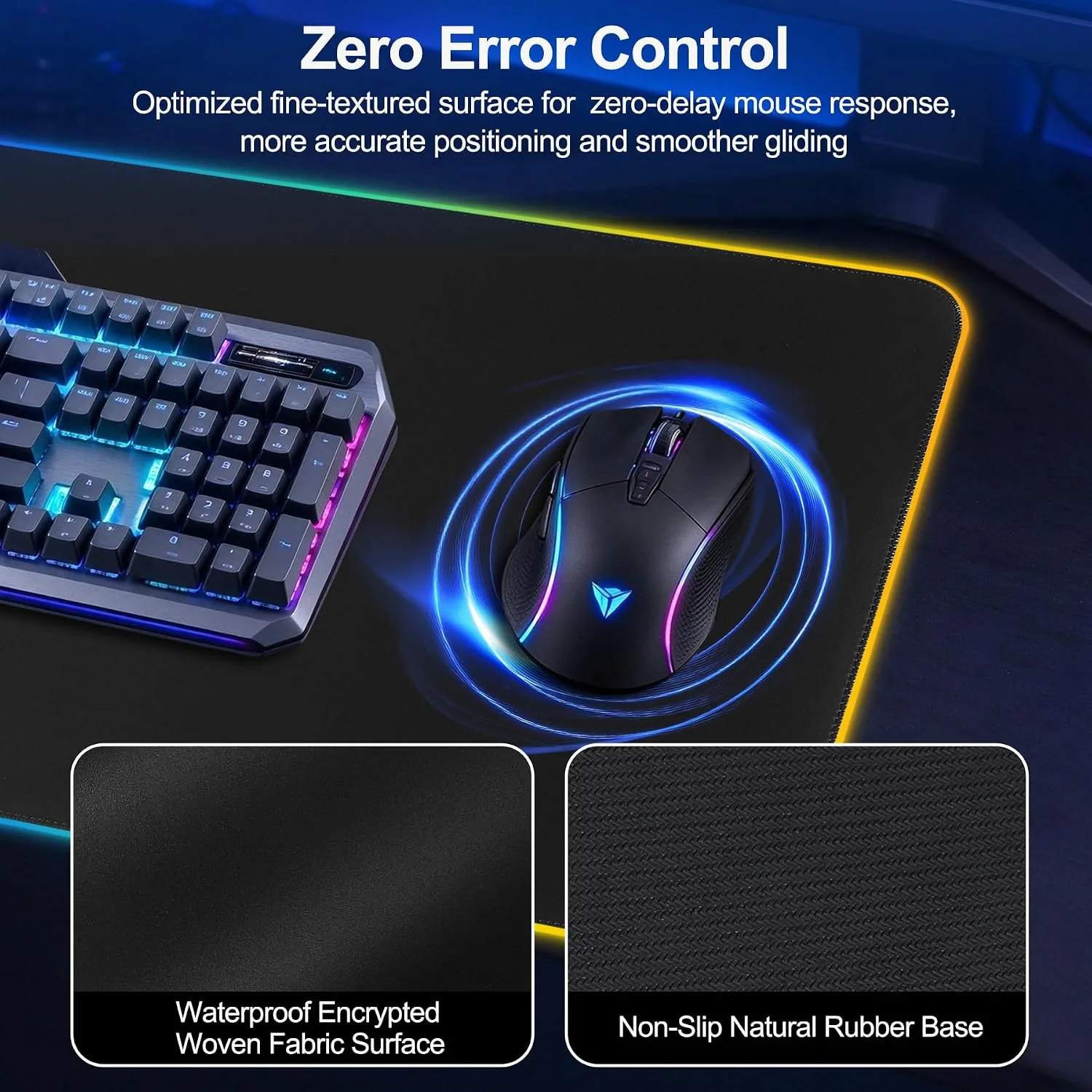 VOVIPO RGB LED Gaming Mouse Pad with Magnetic Wireless Charging&Foldable Phone Holder,15 Light Modes,15W Fast Charge,Waterproof Keyboard Pad,80*40*0.4CM XXL Ultra-Smooth Desk Mat for MacBook,PC,Laptop