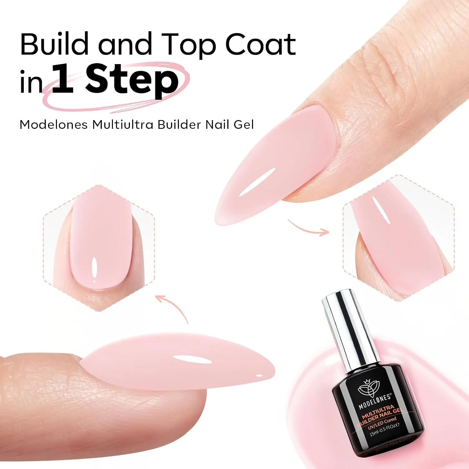 modelones Builder Nail Gel,No Top Coat Needed Builder for Nails Nude