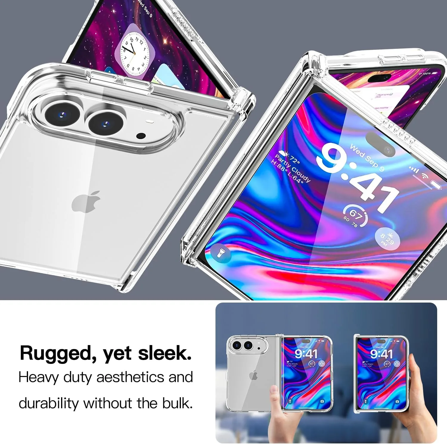 AICase for iPhone Duo Case Fold Clear with Full Hinge Protection