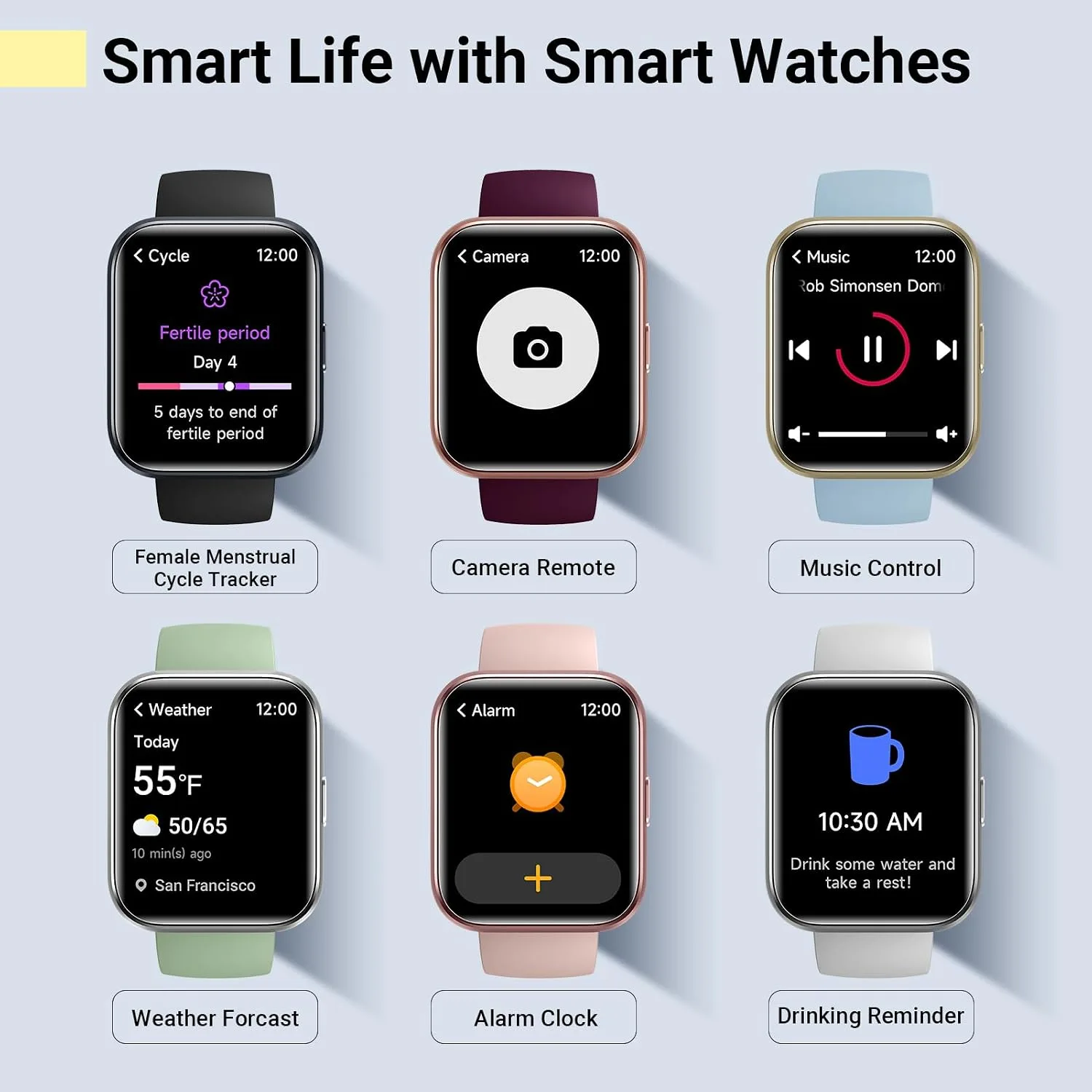 Quican Smart Watches for Men Women, Compatible with iPhone & Android
