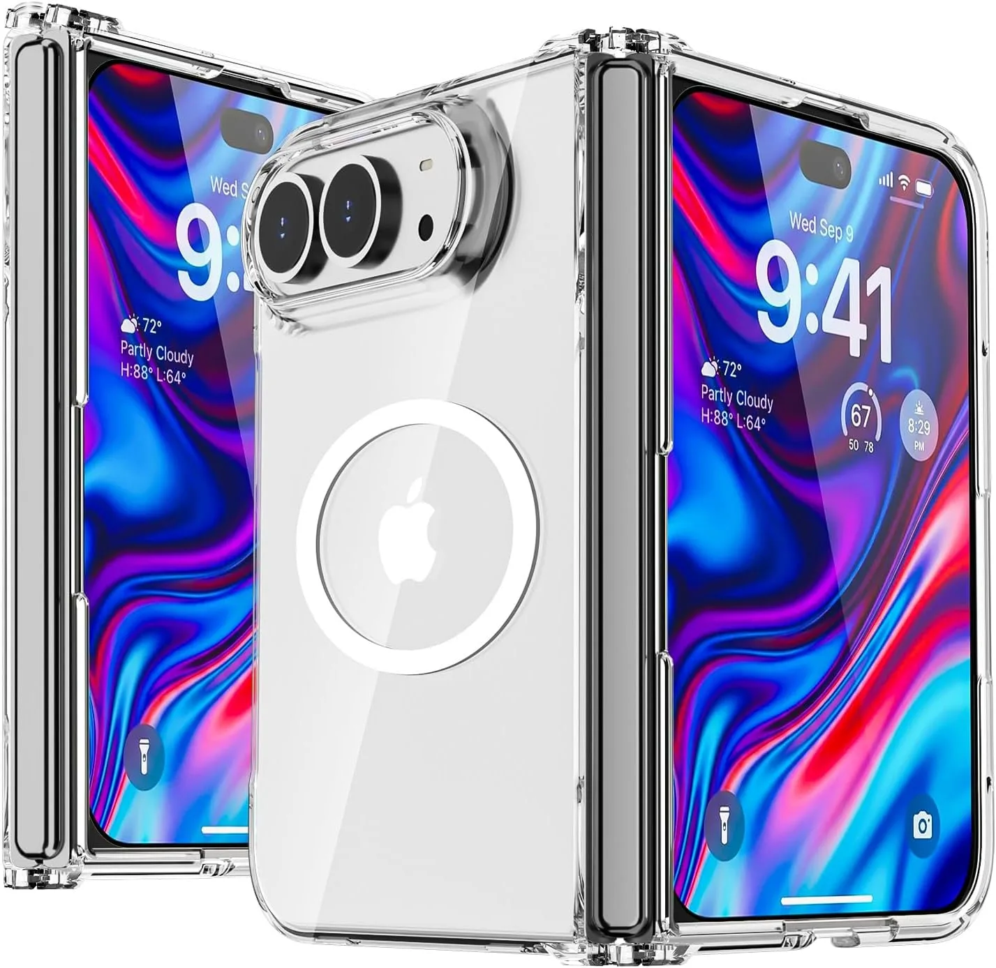 AICase for iPhone Duo Case Clear,Compatible MagSafe Fold Phone Cover