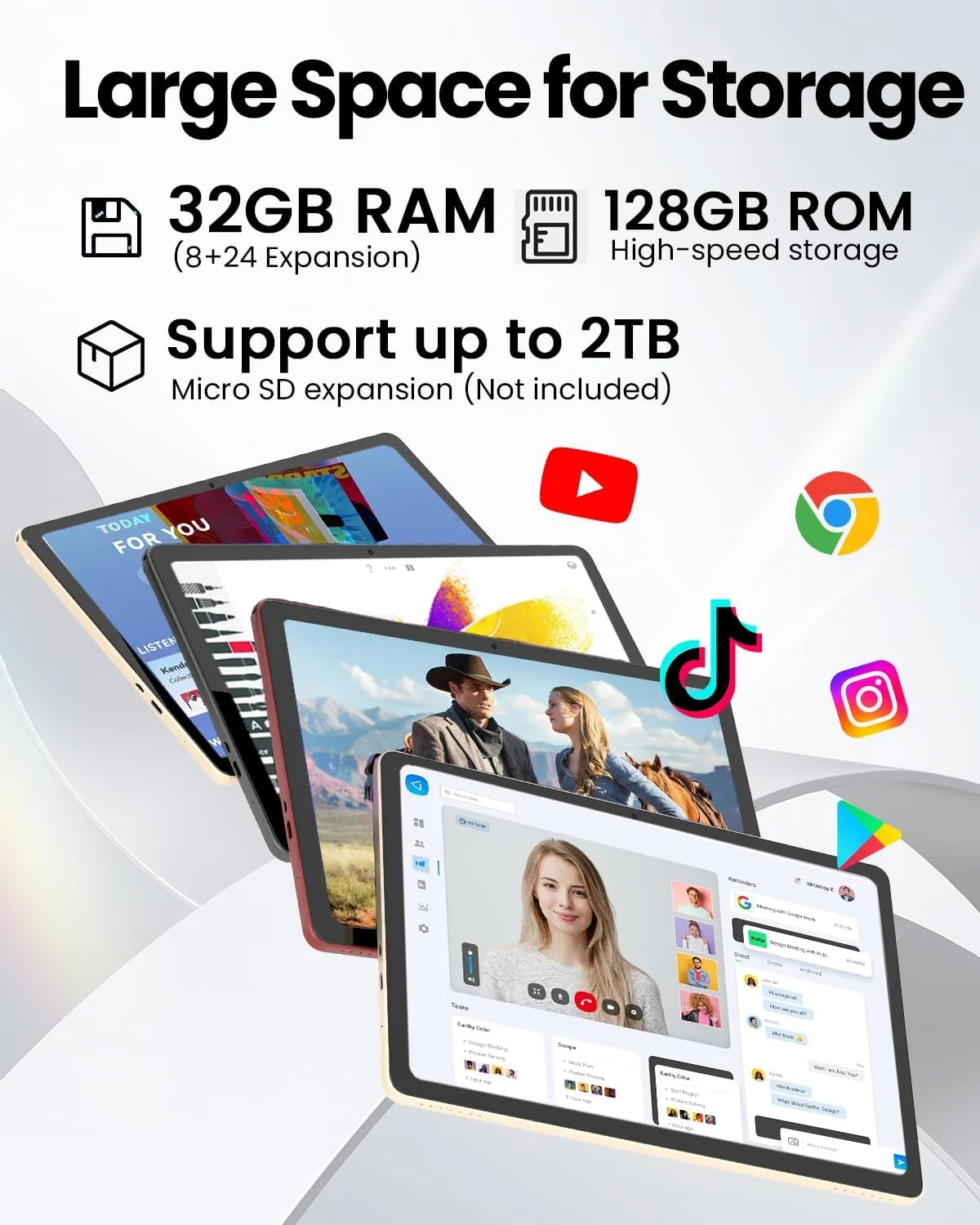 11-inch Android 16 Tablet, 32GB RAM + 128GB ROM (1TB Expand), T7280