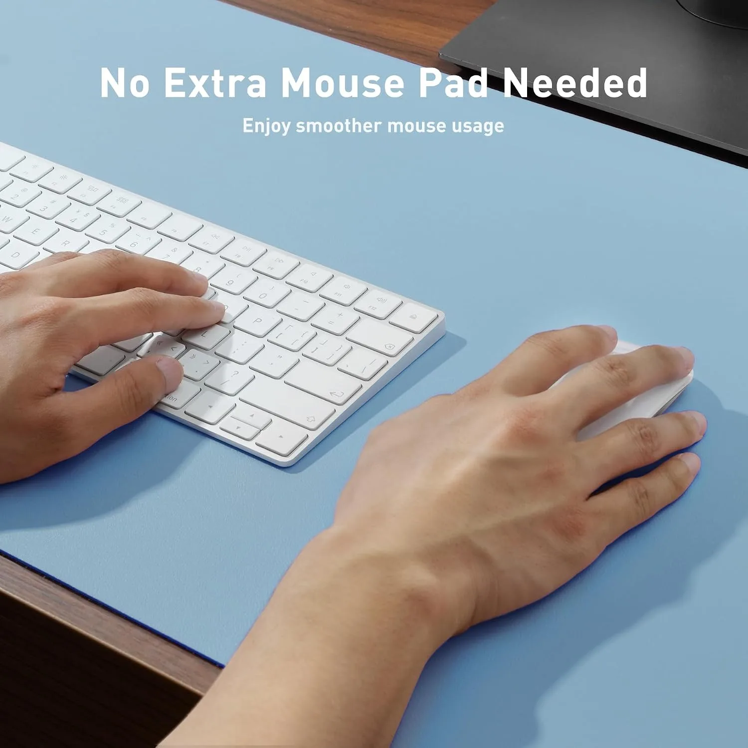 Aothia Faux Leather Desk Mat for Keyboard & Mouse (Sky Blue, 23.6" x 13.7")