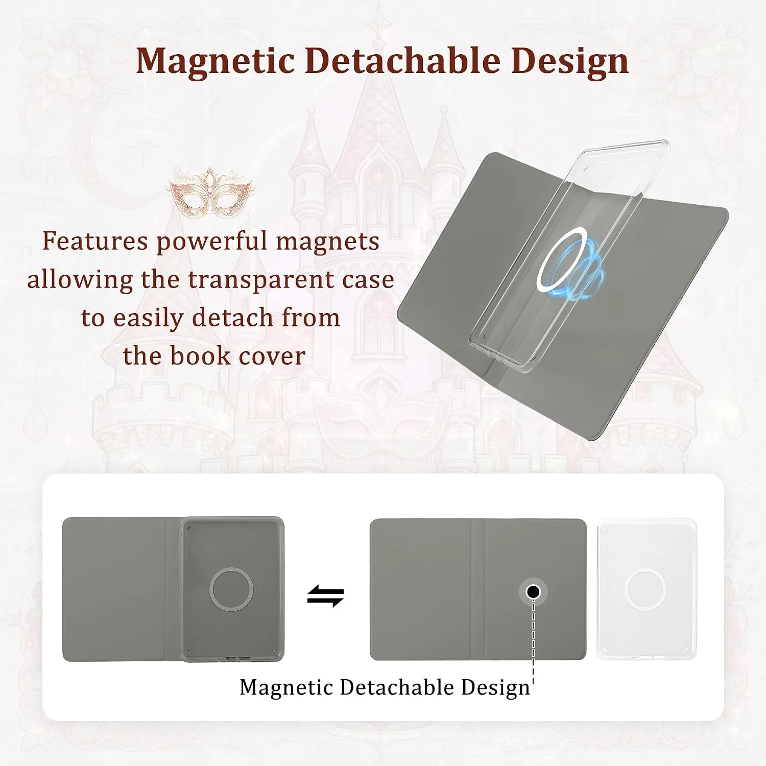 Magnetic Book Cover Case for 7'' Kindle Paperwhite & Colorsoft