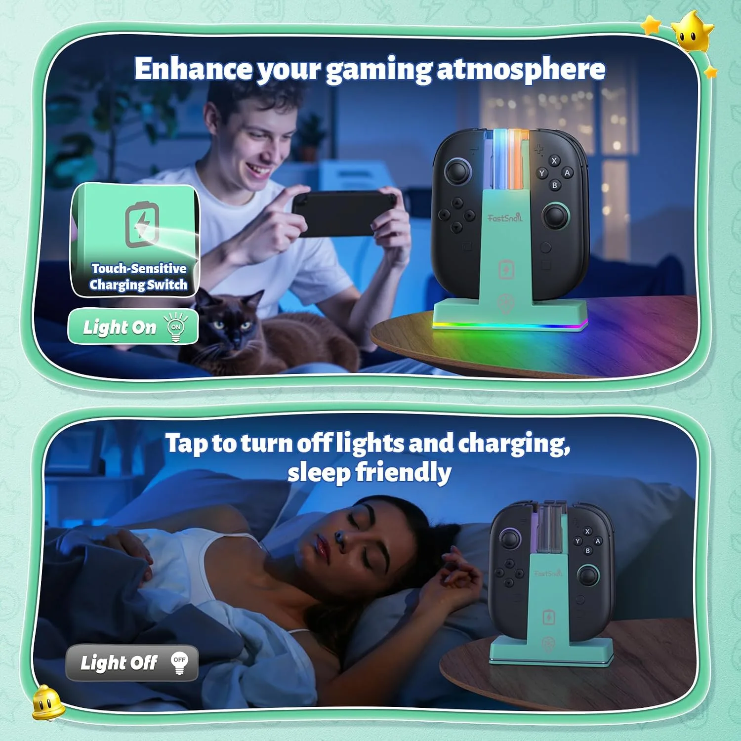 FASTSNAIL Switch 2 Controller Charger Dock for Nintendo Switch 2 for JoyCon