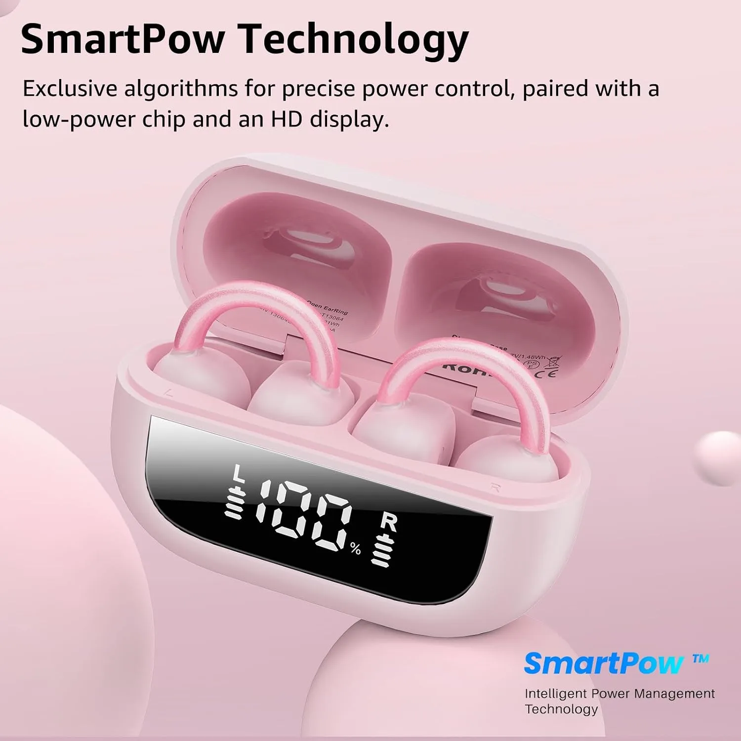TOZO OpenEarRing Open Ear Earbuds 40H Bluetooth 5.4 Lightweight Comfort