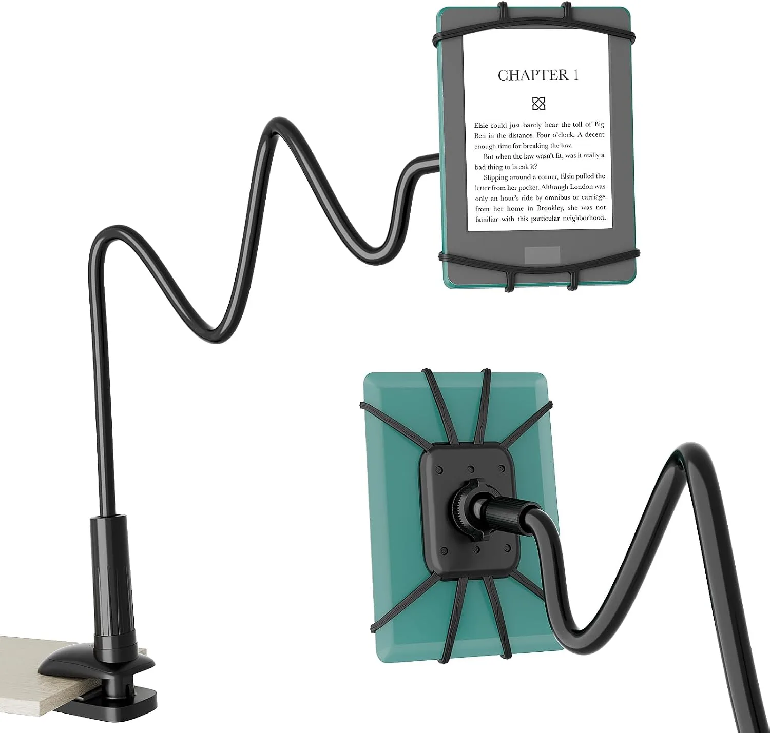 Gooseneck Kindle & Phone Holder for Bed,Kindle Stand for 4–8"