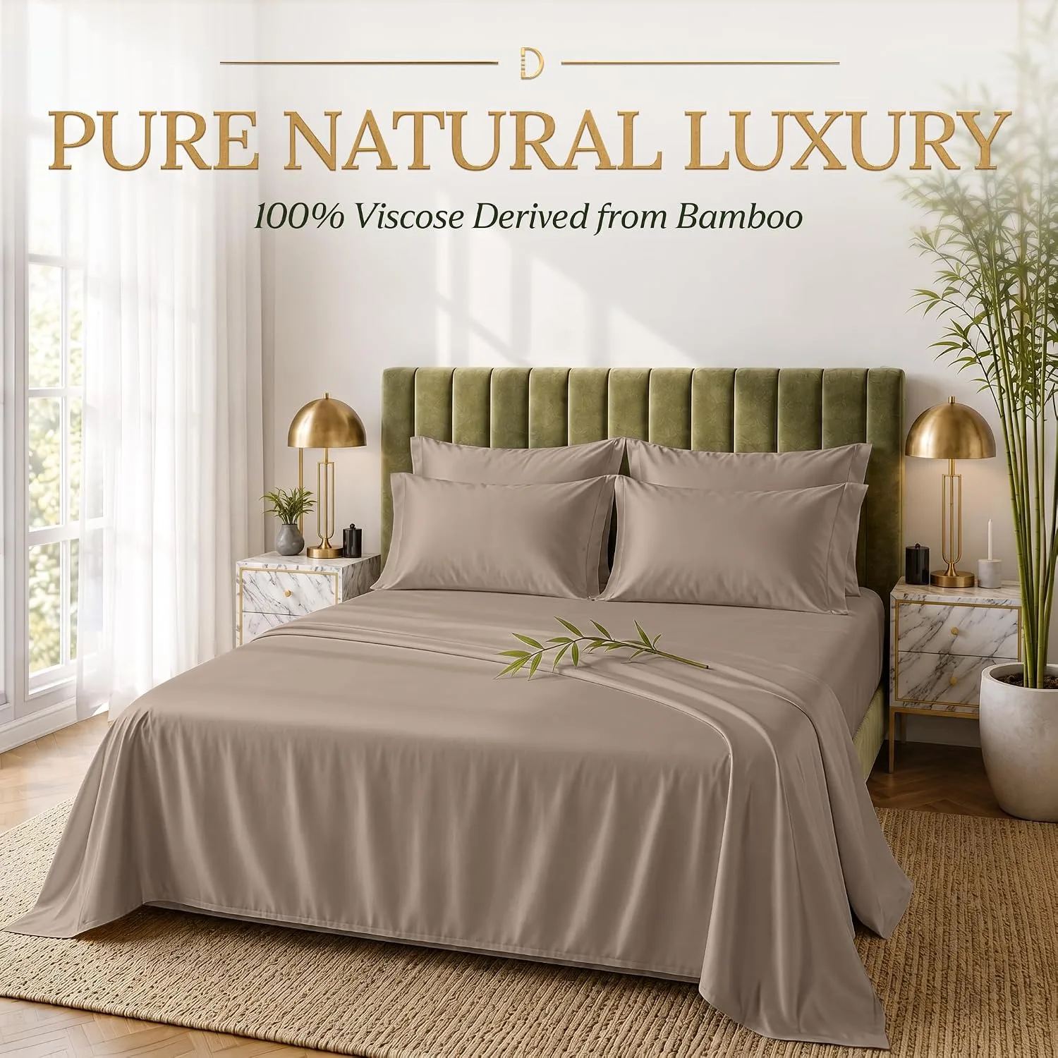 DECOLURE 100% Viscose from Bamboo Sheets King Size | 6 Pc Cooling Bed Set