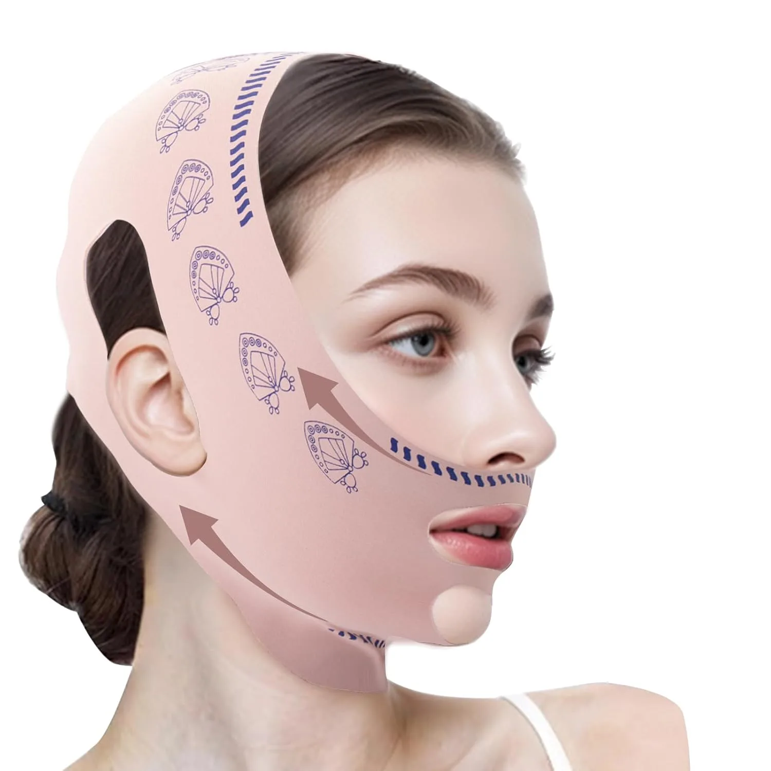 Chin Strap for Sleeping, Reusable Double Chin Reducer Eliminator for Women, V Line Lifting Mask Face Slimming Strap, Breathable Jawline Exerciser Lifting & Firming Prevent Sagging