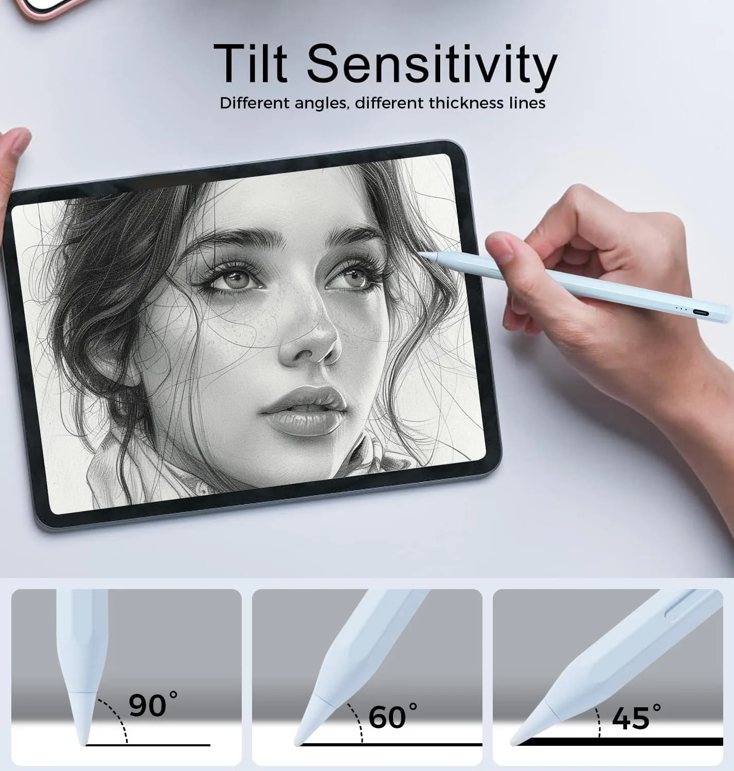 Stylus Pen for iPad 11th&10th&9th Generation,Fast Charge Pencil for Apple iPad,Palm Rejection,Tilt Sensitivity,Compatible with 2018-2025 iPad11/10/9/8/7/6th,Pro 13" M4/12.9"/11",Air 3/4/5/M2,Mini 5/6