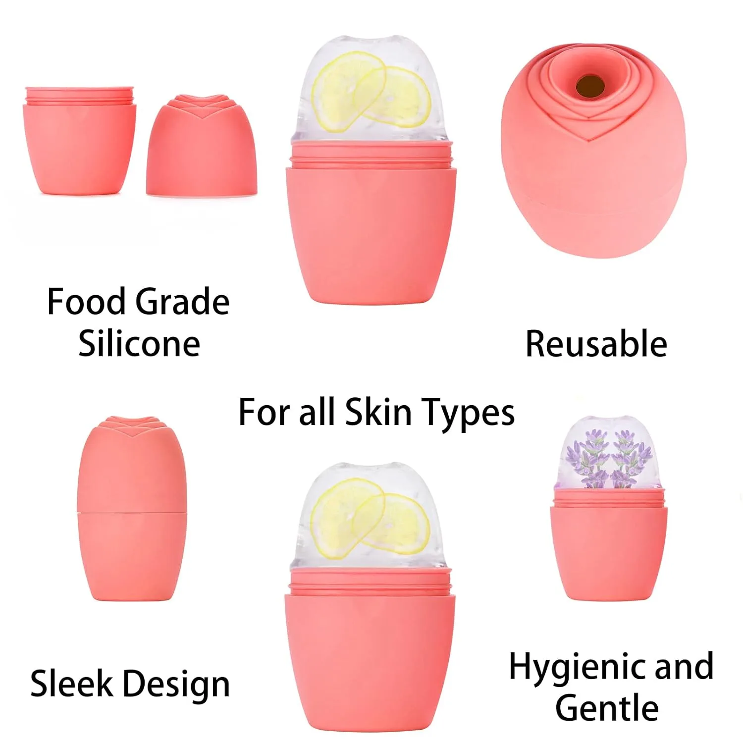 Evmliy 2Pack Ice Face Roller, Silicone Ice Roller for Face to Tighten and Lift Skin, Ice Mold for Face & Eye Puffiness Relief, Reusable Facial Mold for Neck Natural Glow, Skin Care for Women Beauty