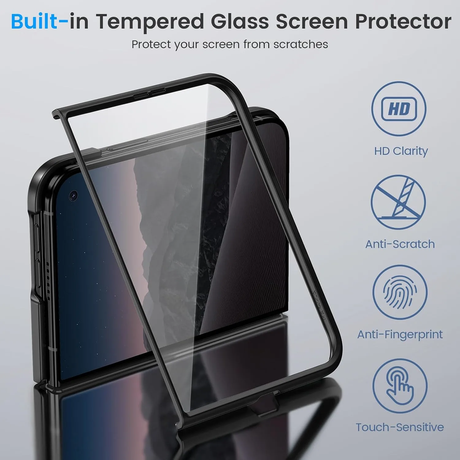 Ruky for iPhone Duo Magnetic Case with Screen Protector, Carbon Fiber
