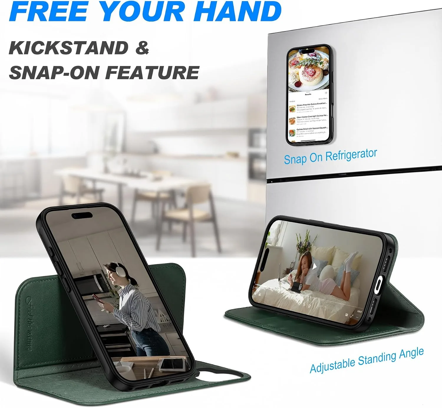 SHIELDON Detachable Leather Wallet Case for iPhone 17 6.3" 2025, Evergreen