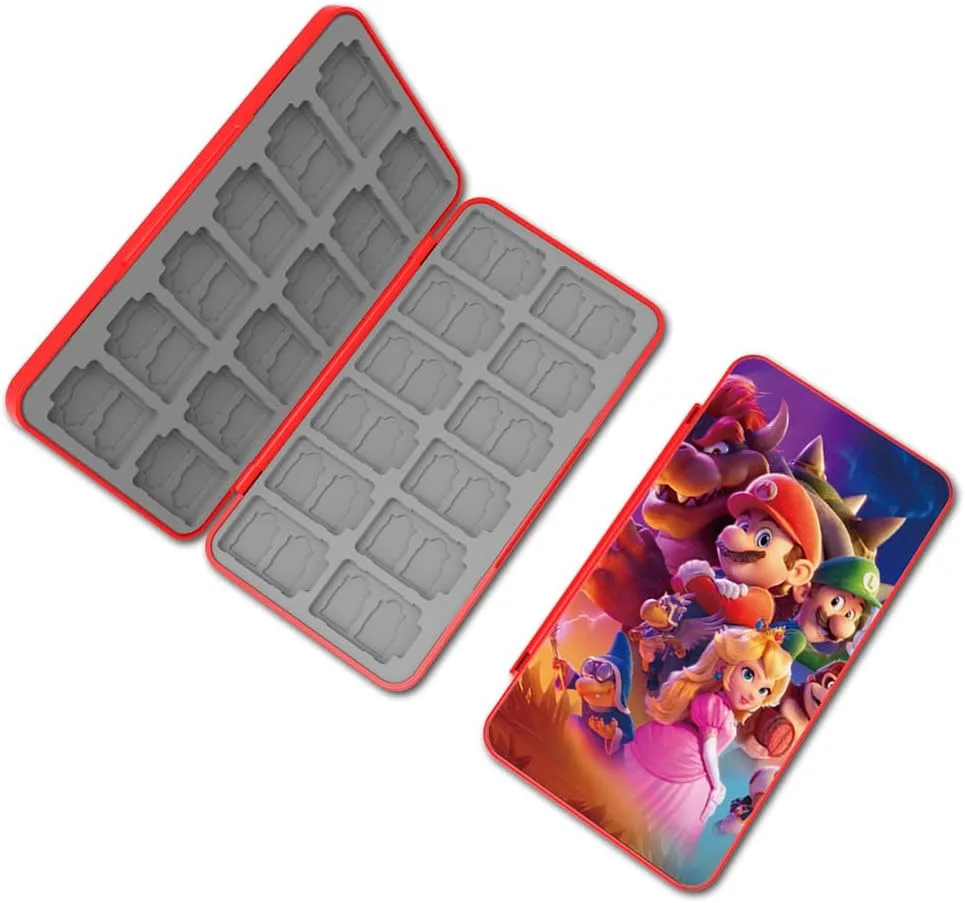 PERFECTSIGHT Cute Switch Game Card Case for Nintendo Switch 2 2025 / Lite/ OLED, 24 Game Holder Cartridge Case for Game Cards and 48 SD Cards, Kawaii Portable Compact Storage Box, Bros