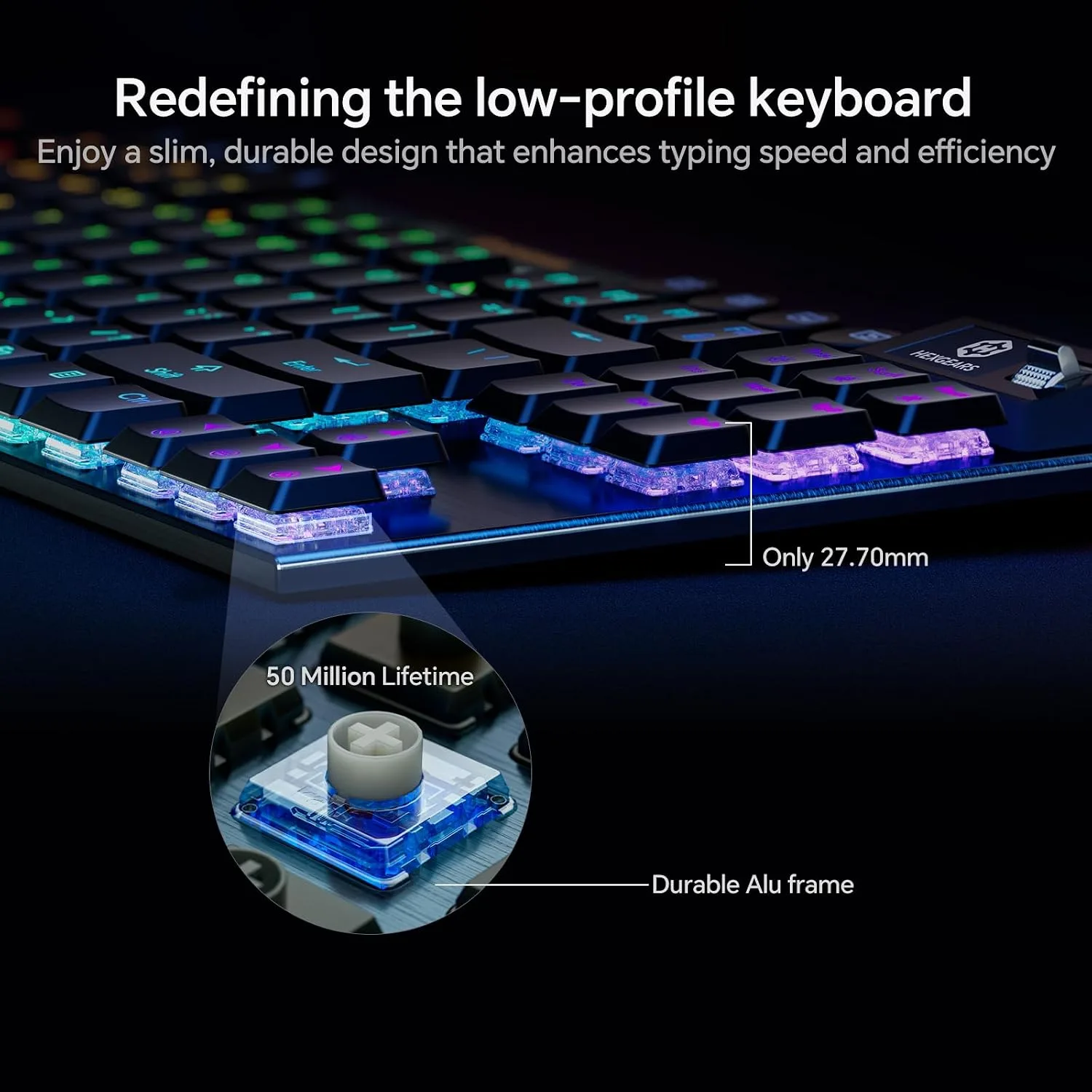 Hexgears Immersion A3 Low Profile Wireless Mechanical Keyboard, Silent